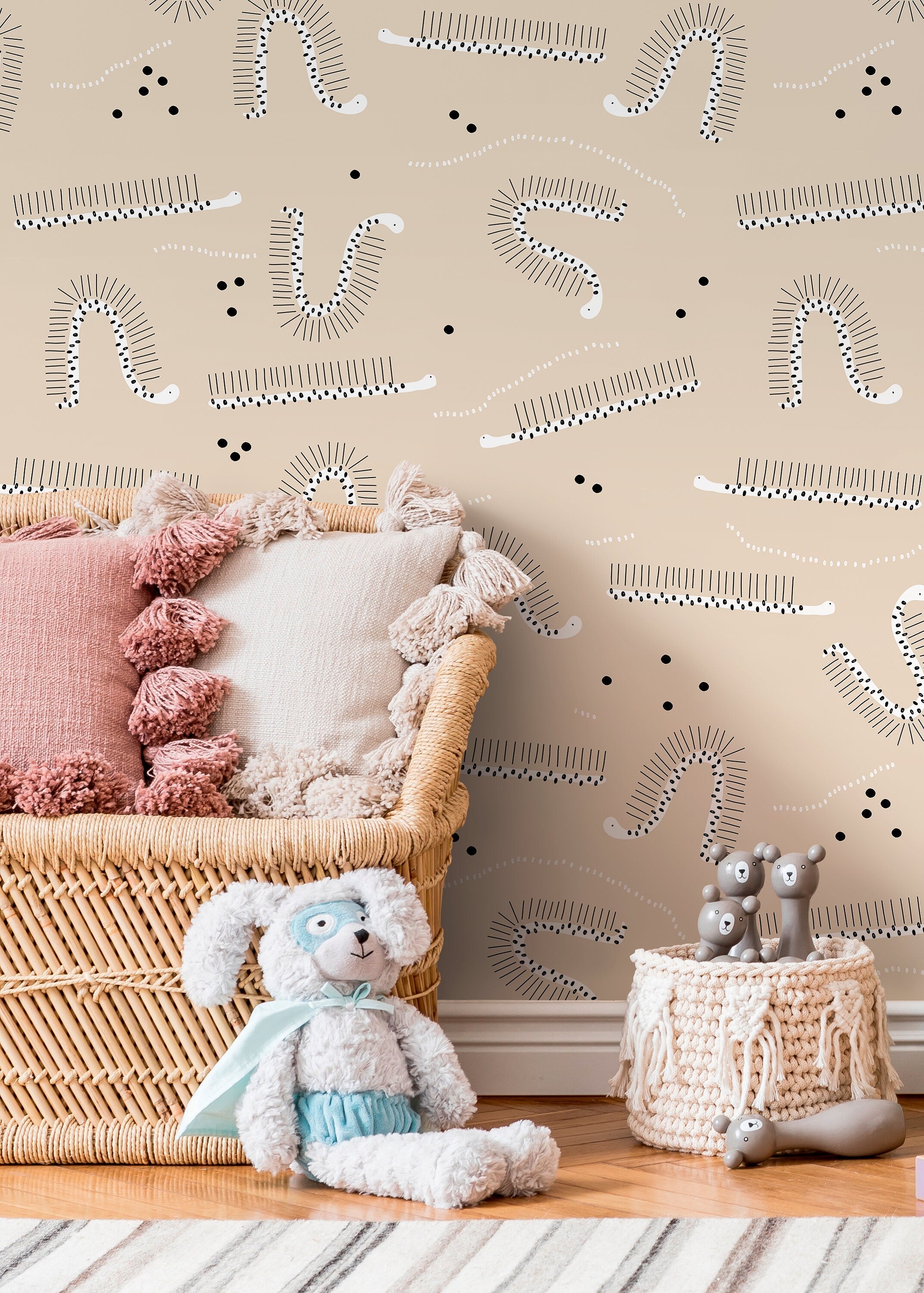 Ondecor Neutral Nursery Peel & Stick Removable Wallpaper - D406: Transform Your Nursery with Style