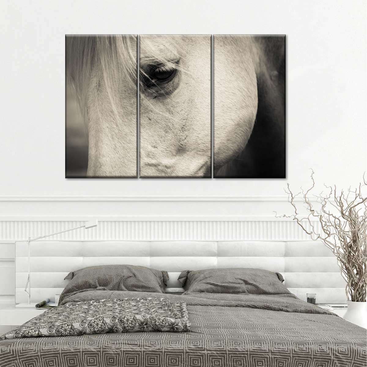 Enchanting White Horse Eye Wall Art by ElephantStock