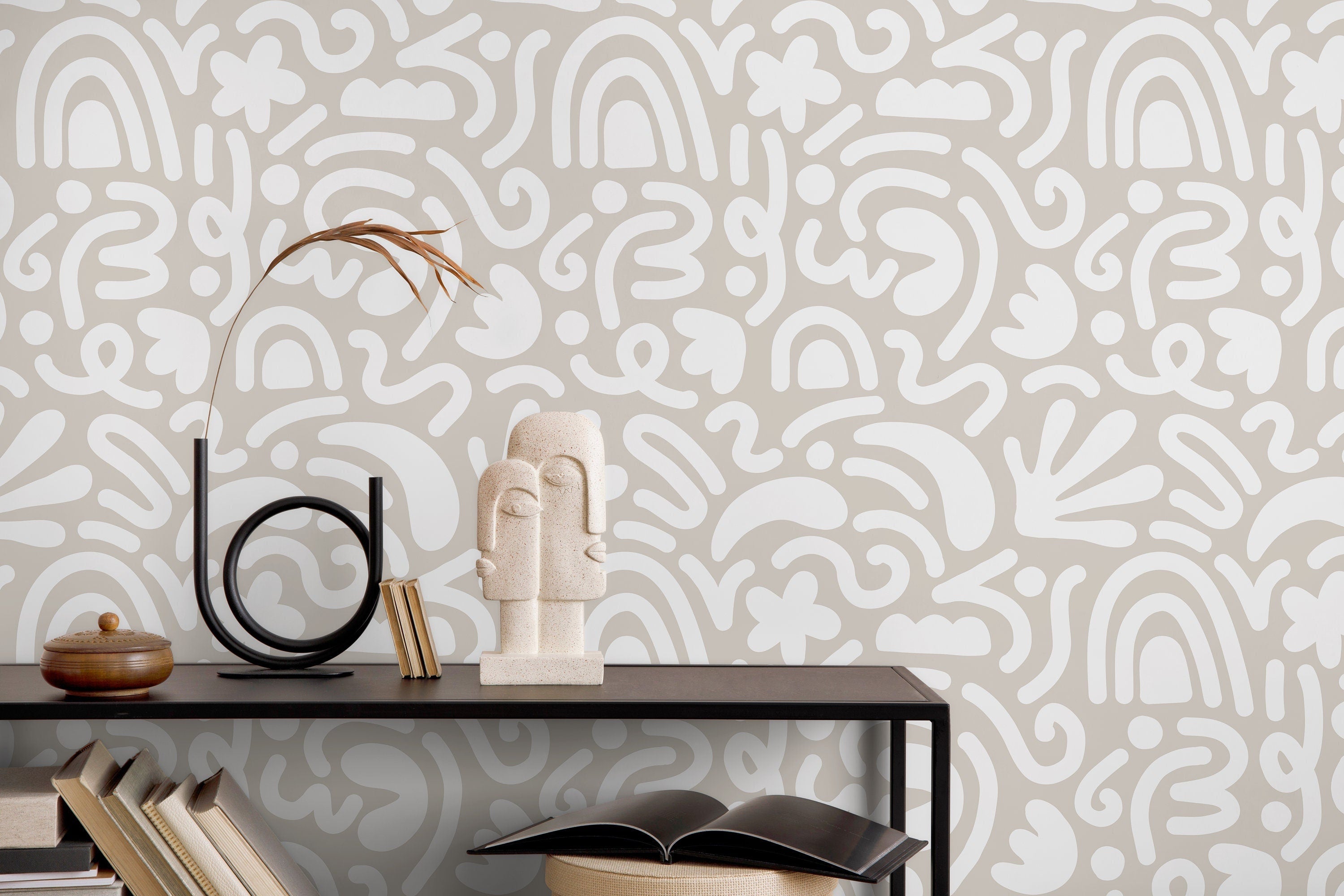 Ondecor Neutral Matisse Style Peel & Stick Removable Wallpaper - Transform Your Room Decor