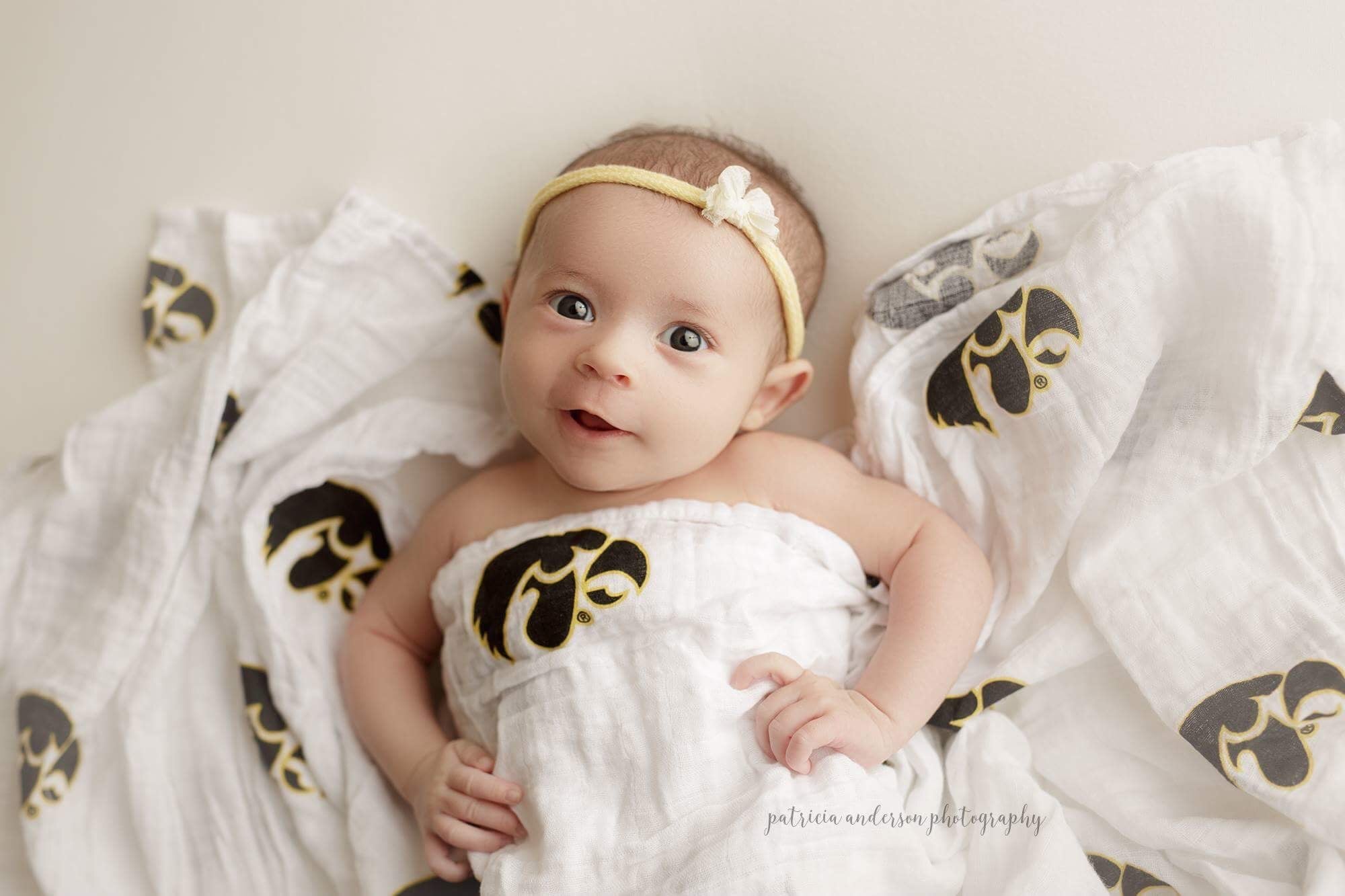Three Little Anchors Iowa Hawkeyes Swaddle Blanket - Cozy & Comfortable