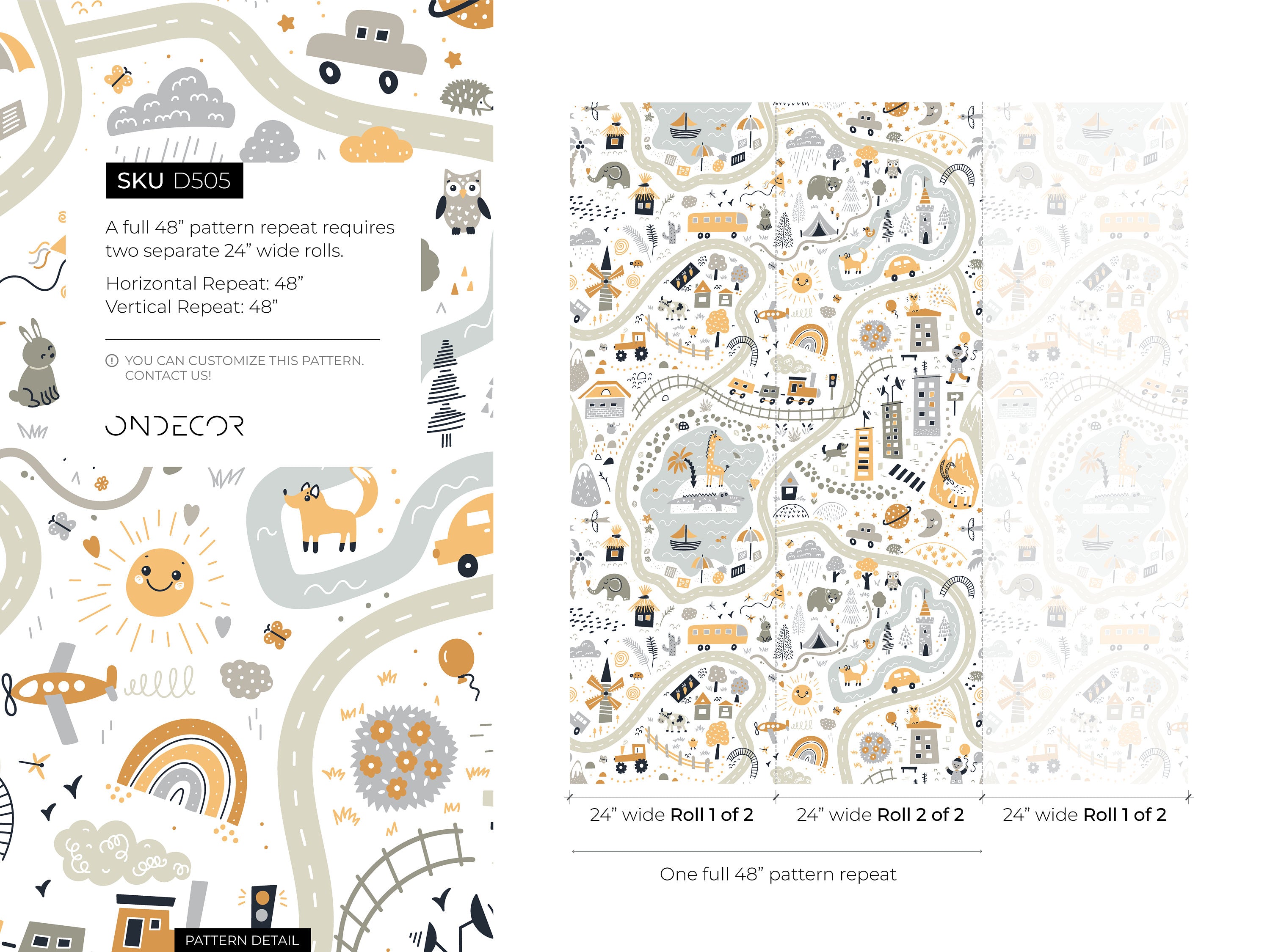 Ondecor Nursery Town Map Peel and Stick Wallpaper: Transform Your Baby's Room into a Dreamy Wonderland!