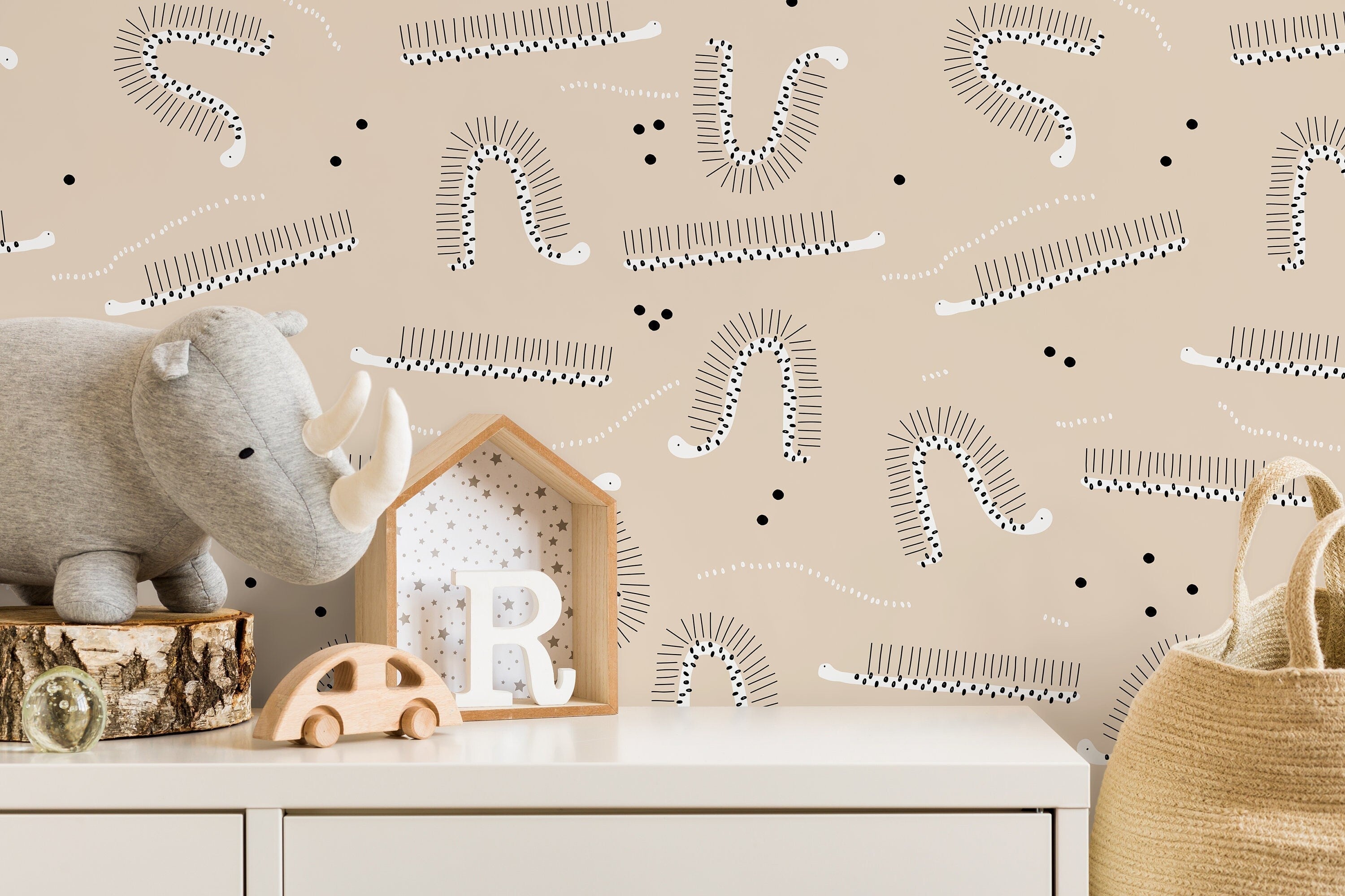 Ondecor Neutral Nursery Peel & Stick Removable Wallpaper - D406: Transform Your Nursery with Style