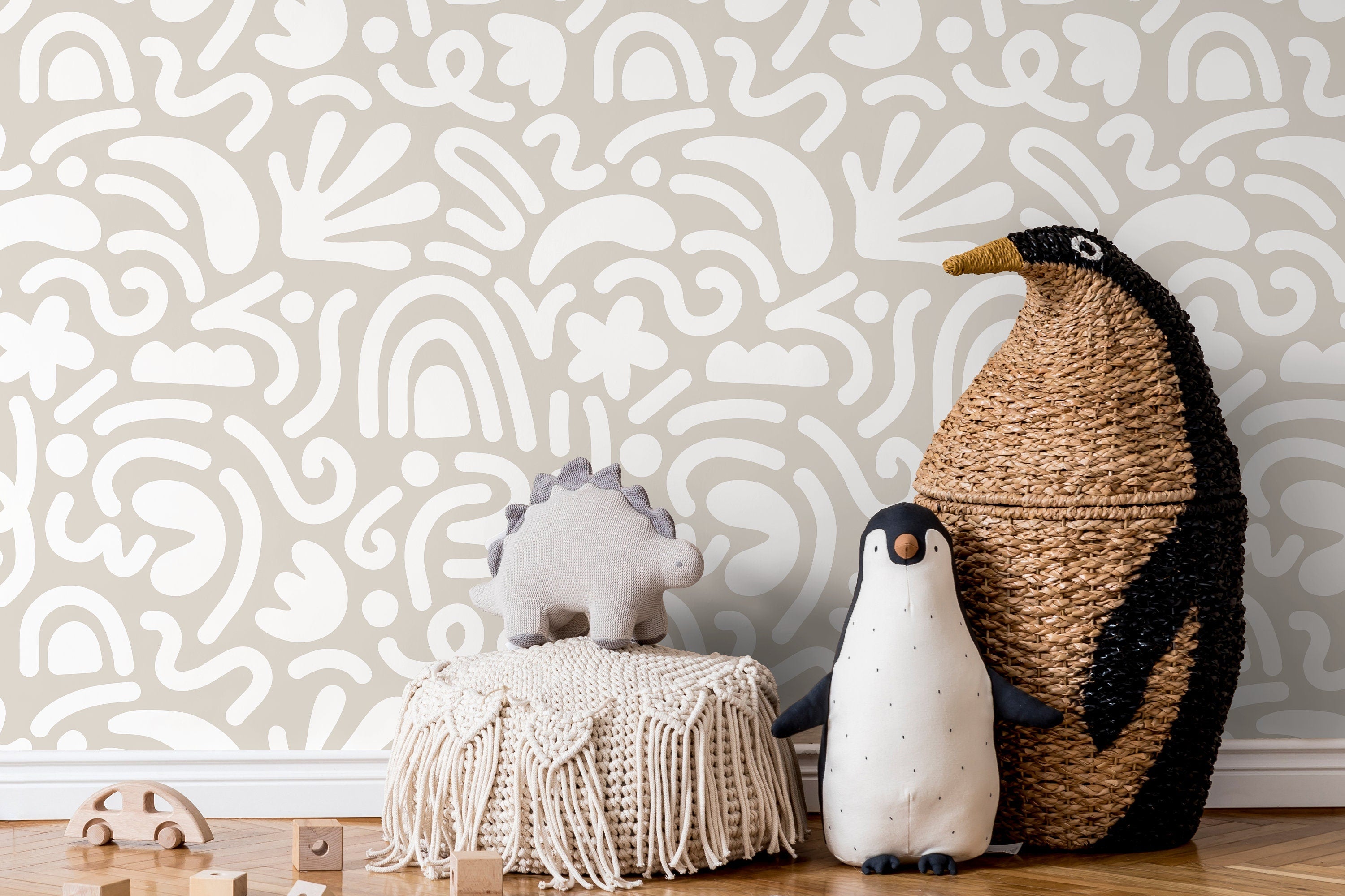 Ondecor Neutral Matisse Style Peel & Stick Removable Wallpaper - Transform Your Room Decor