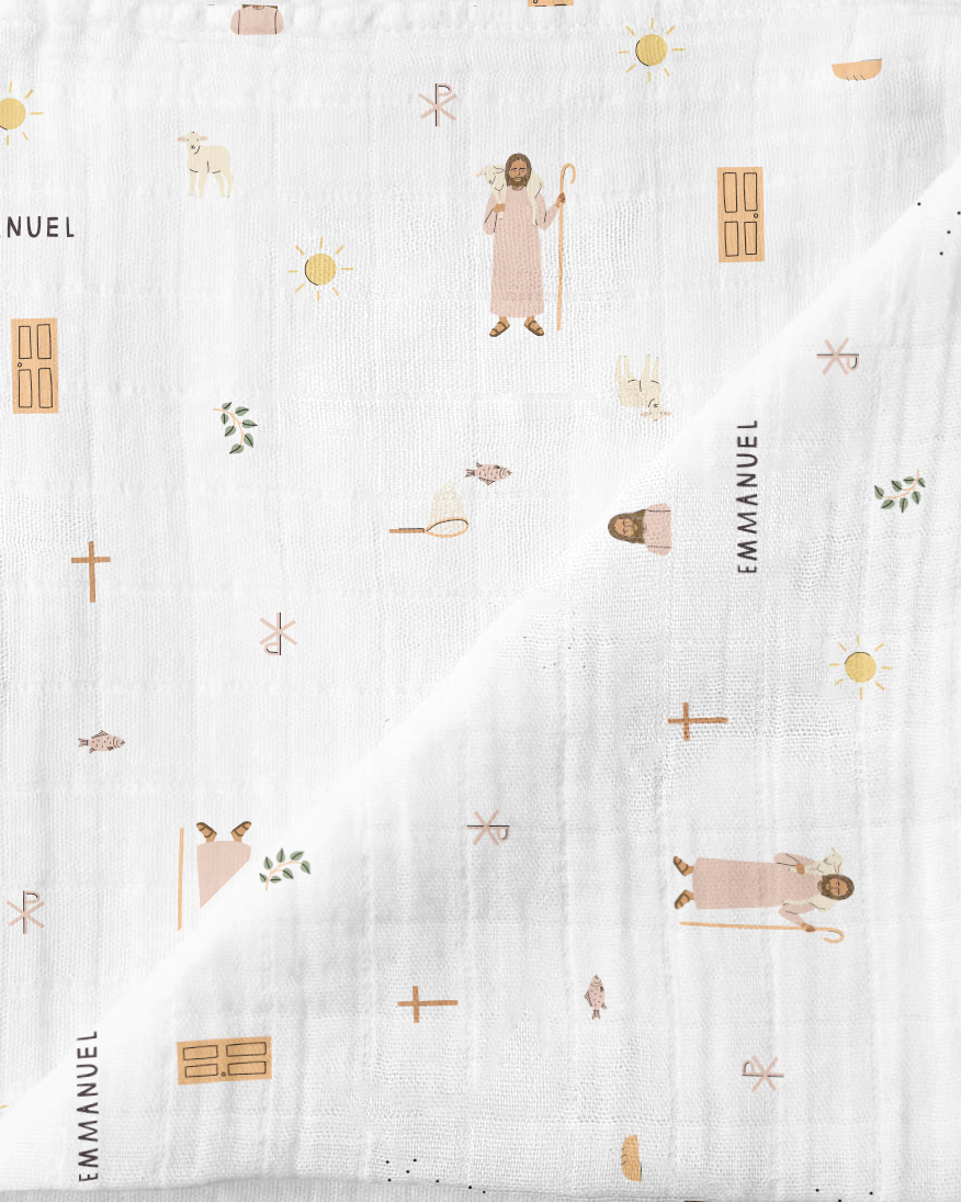Divine Comfort: Jesus - Inspired Muslin Swaddle Baby Blanket