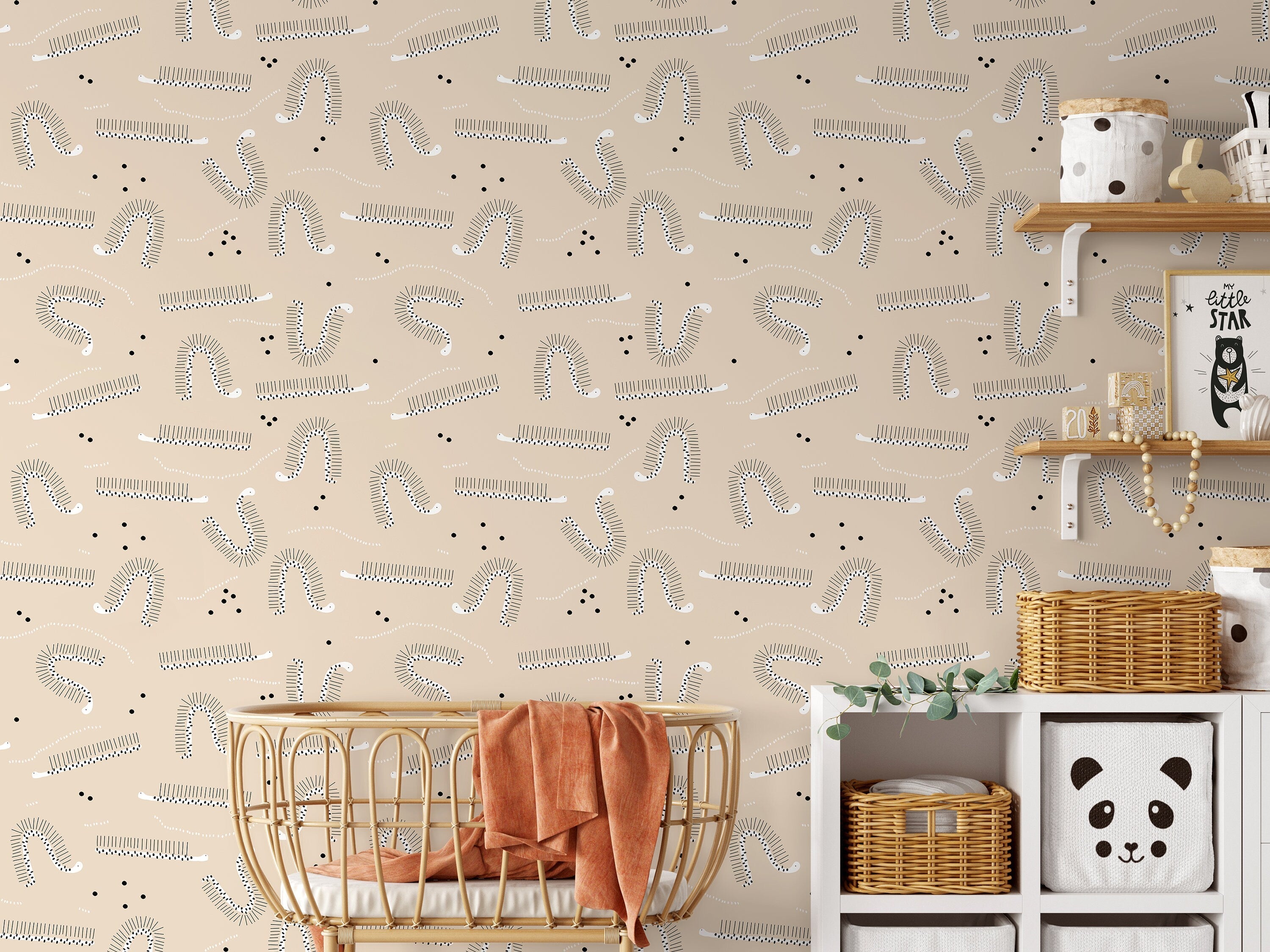 Ondecor Neutral Nursery Peel & Stick Removable Wallpaper - D406: Transform Your Nursery with Style