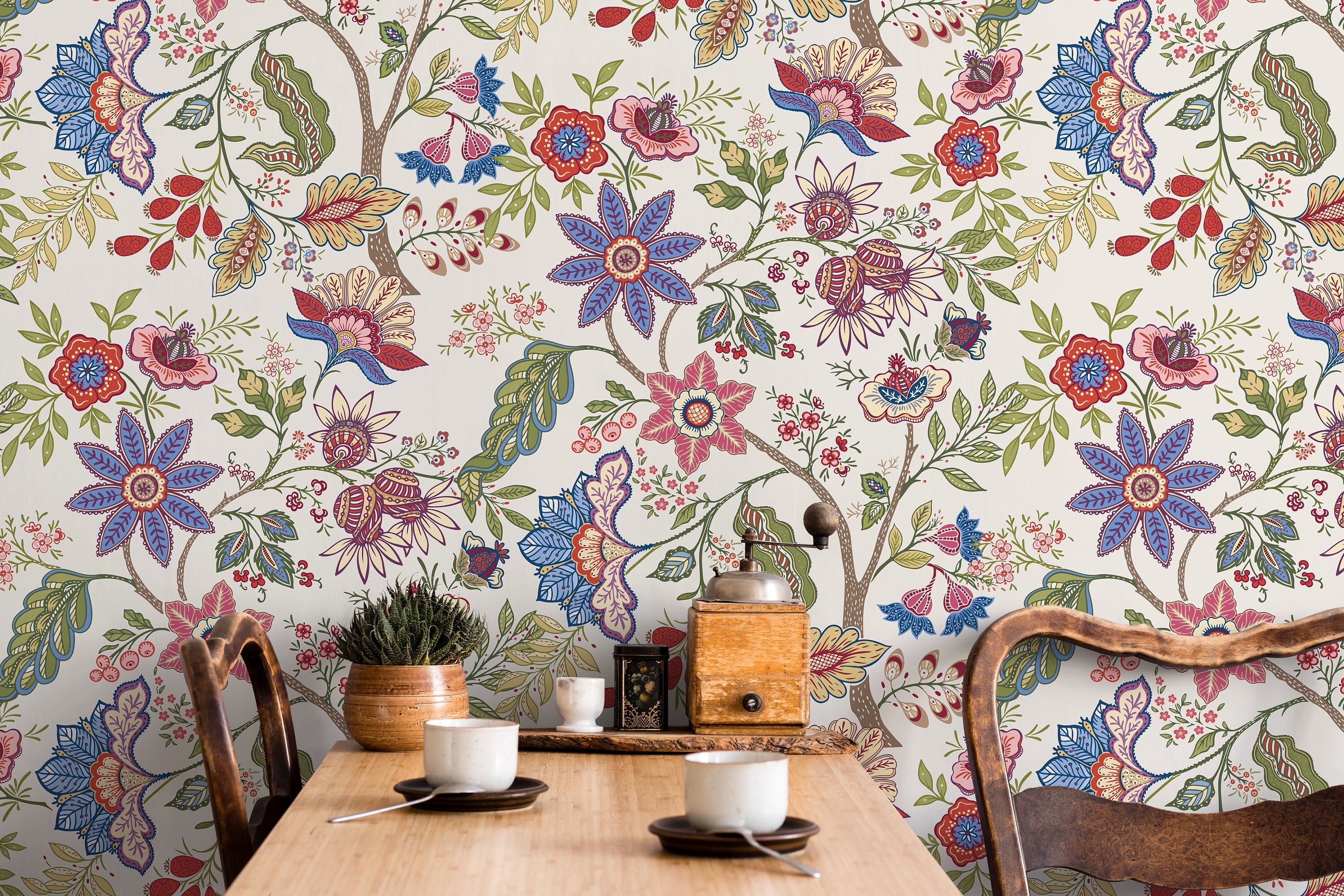 Ondecor Chintz Floral Garden Peel & Stick Wallpaper - Transform Your Room with Style