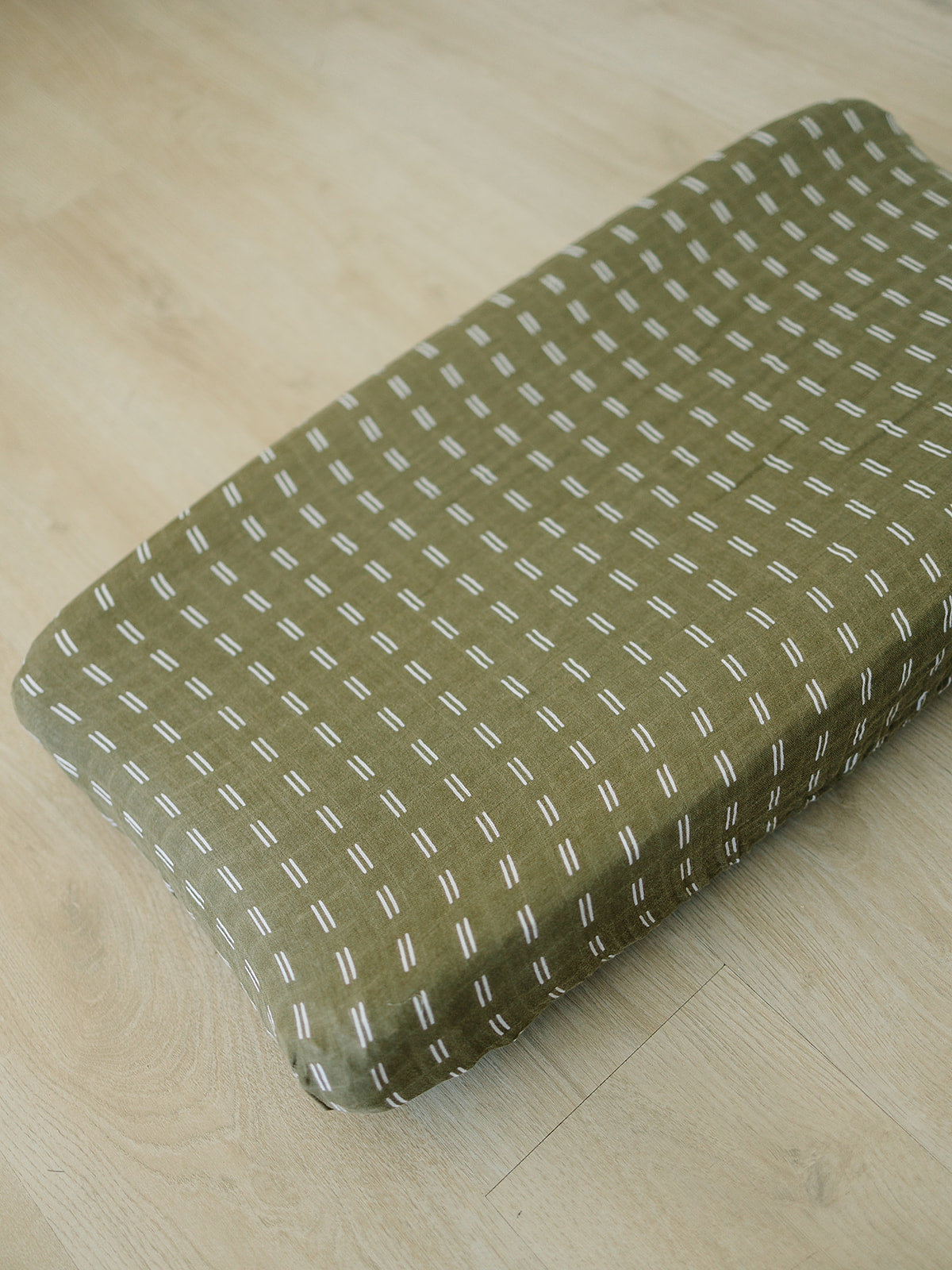 Mebie Baby Olive Strokes Soft & Stylish Muslin Changing Pad Cover
