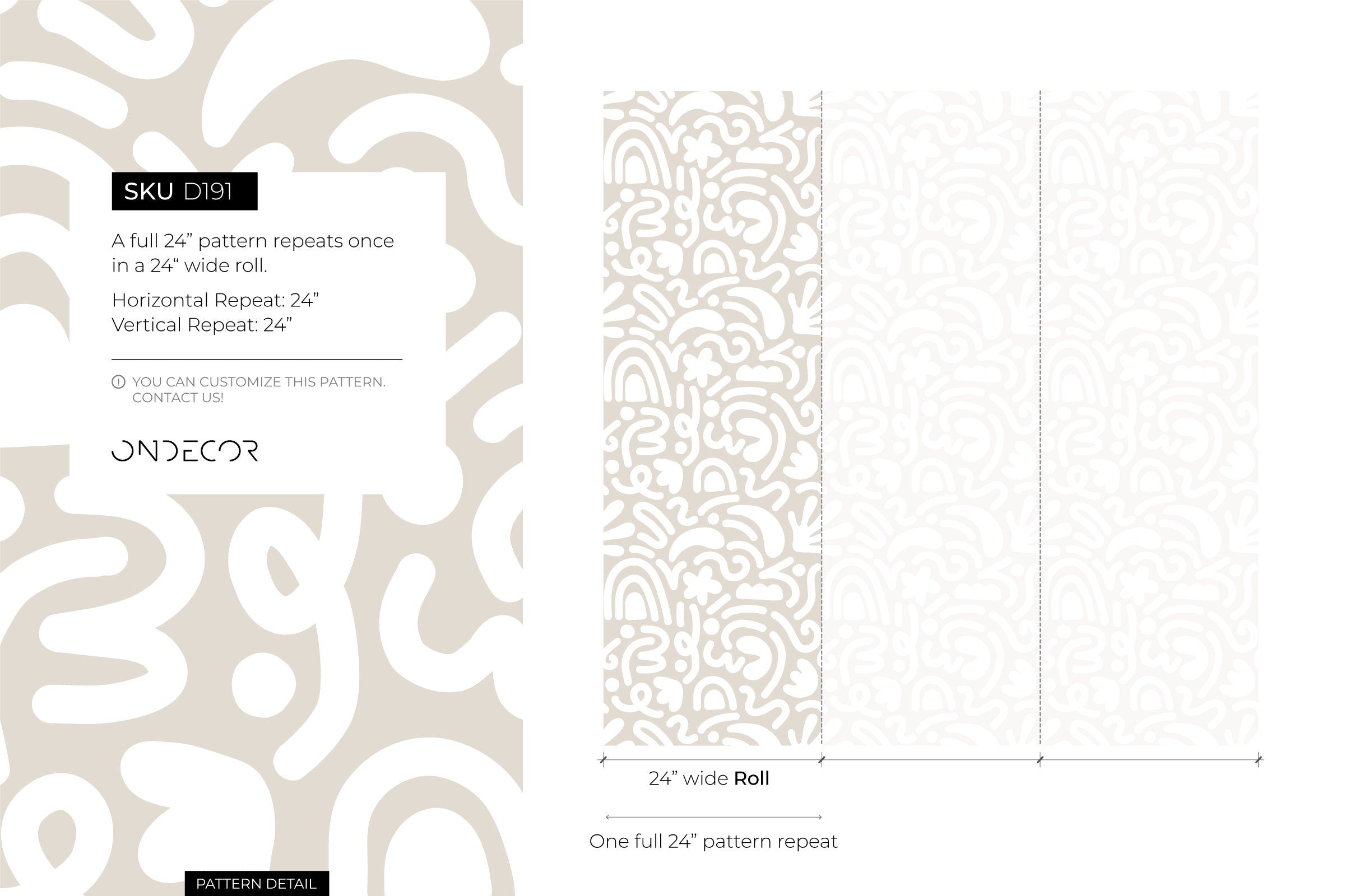 Ondecor Neutral Matisse Style Peel & Stick Removable Wallpaper - Transform Your Room Decor