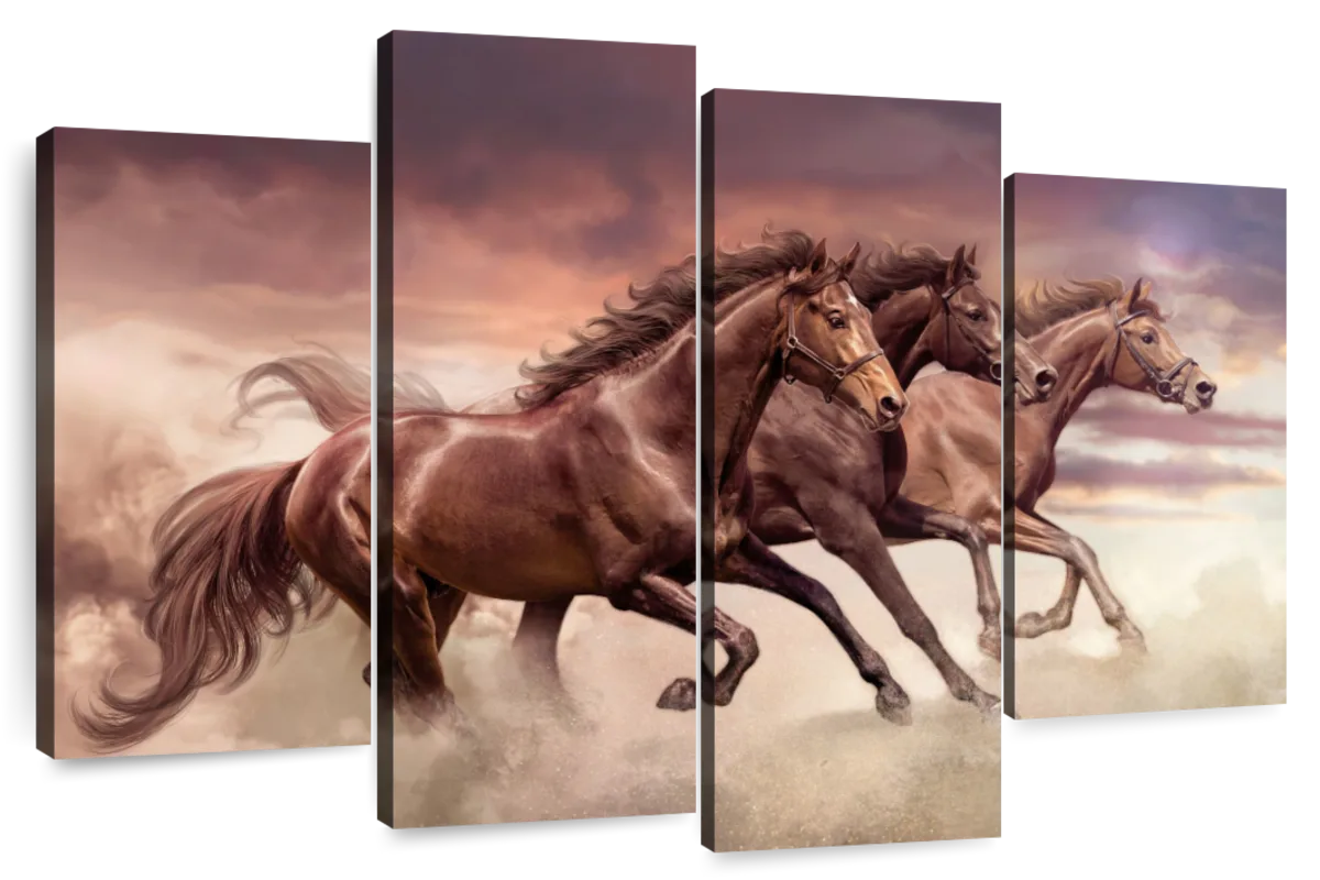 ElephantStock Majestic Three Running Horses Wall Art