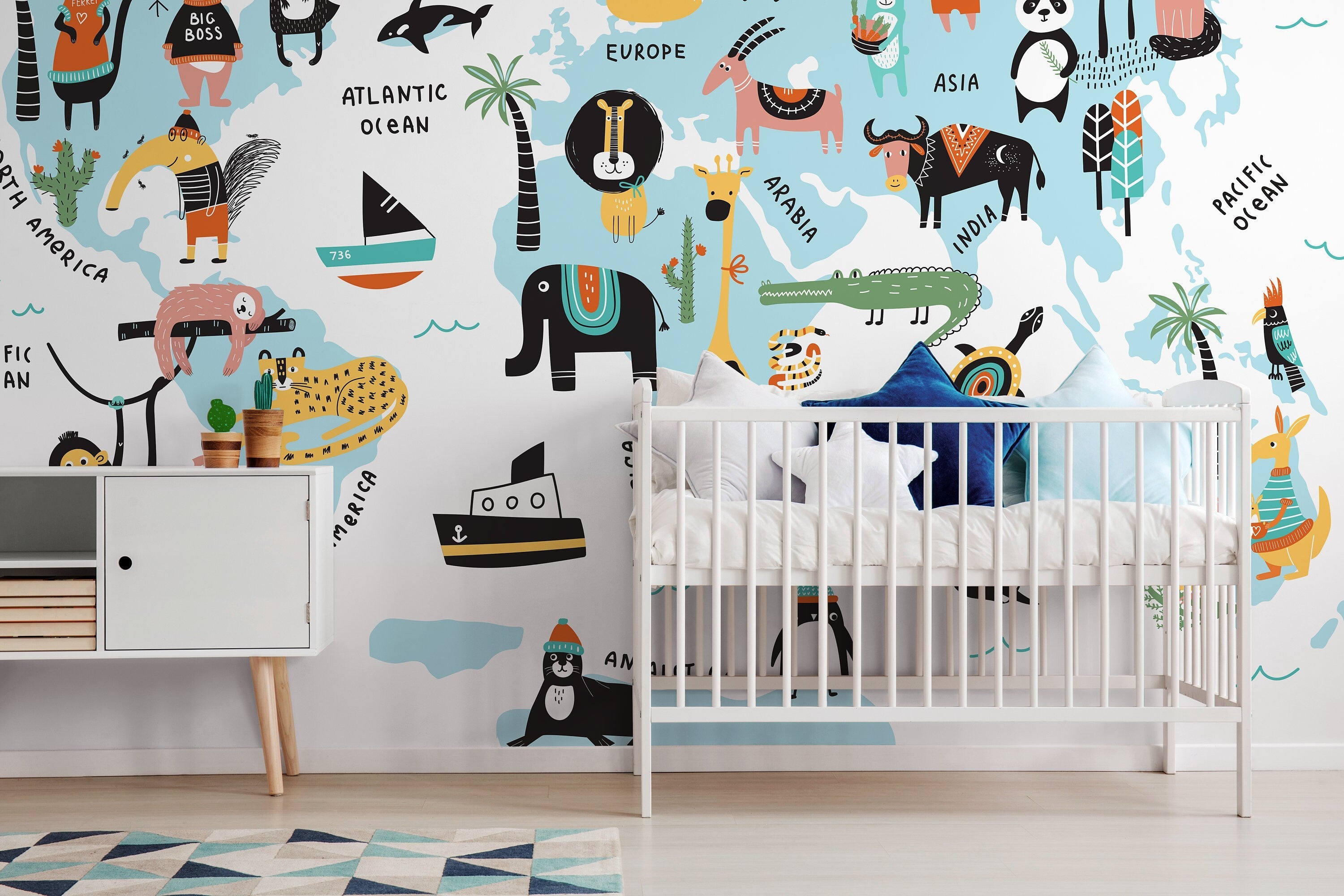 Ondecor Animals World Map Peel & Stick Removable Wallpaper - Transform Your Home!