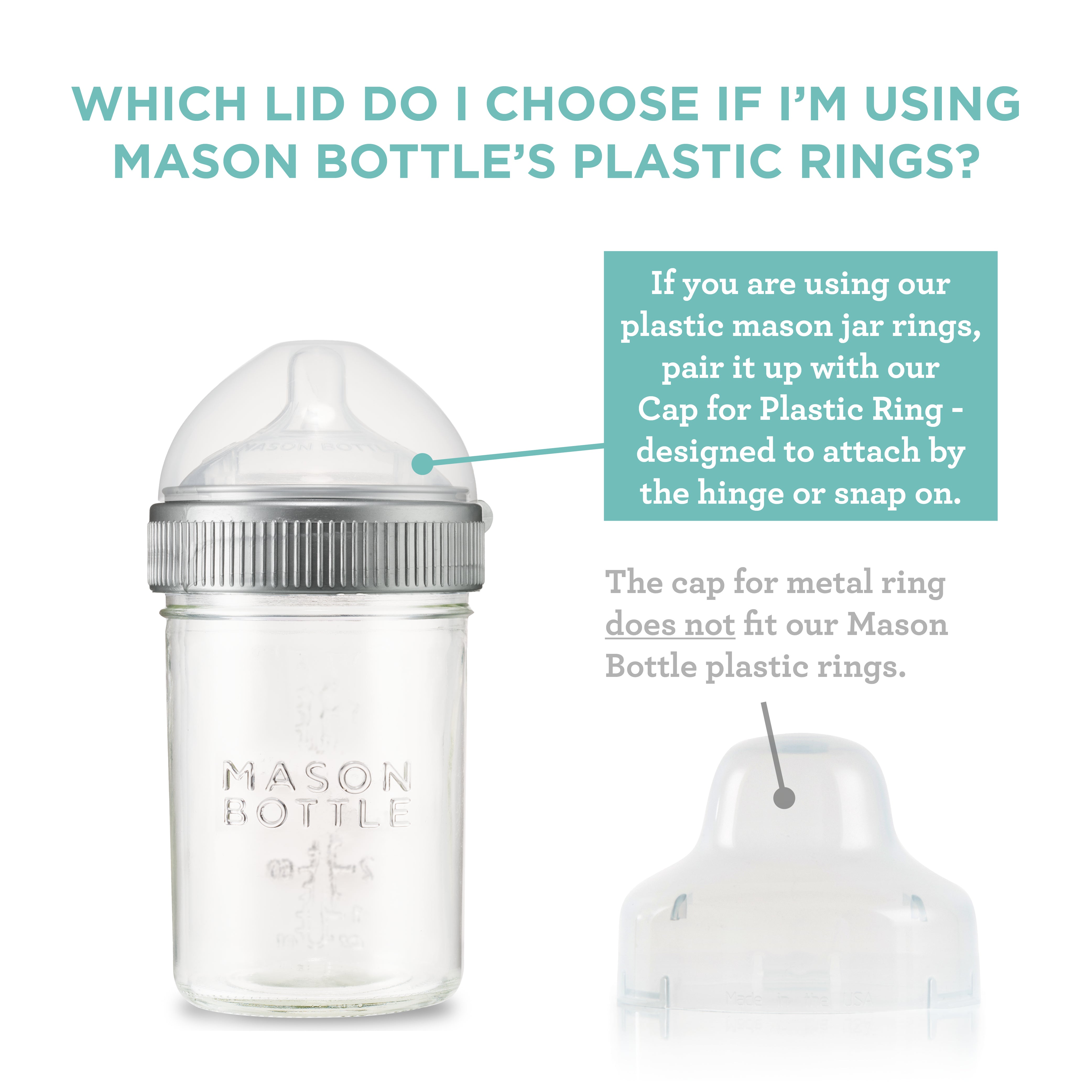 Keep Baby's Bottle Nipple Clean with Mason Bottle Plastic Ring Cap