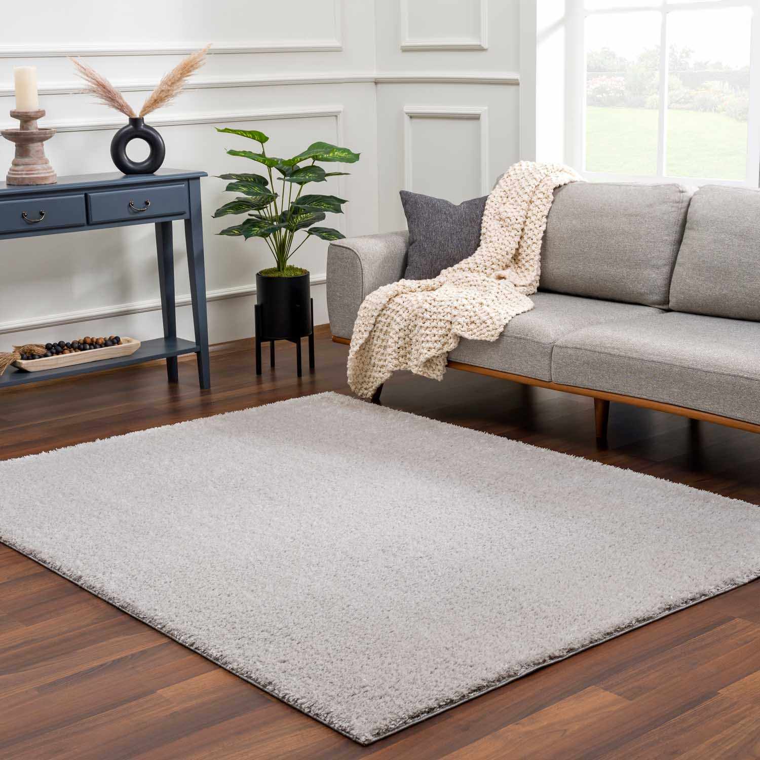 Indulge in Luxury with Hauteloom Heavenly Solid Light Gray Plush Rug