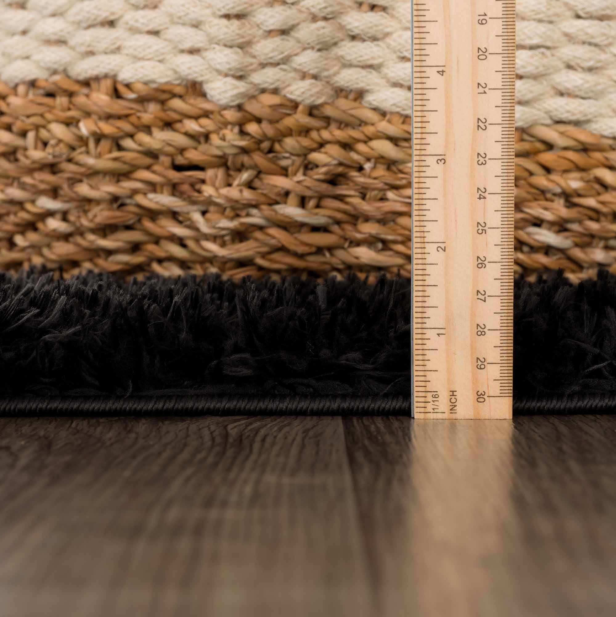 Luxurious Hauteloom Faina Solid Black Shag Rug - Effortlessly Washable!