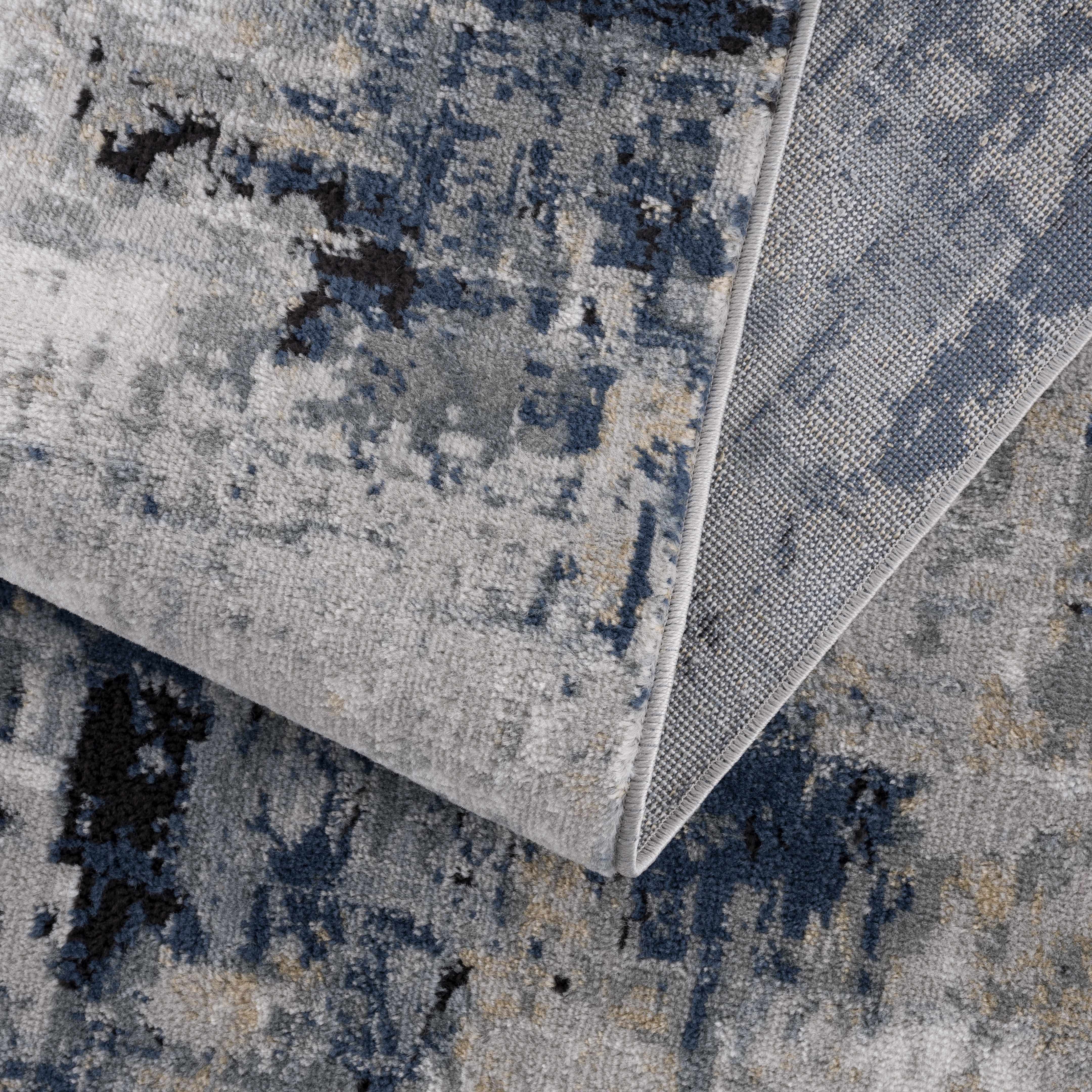 Exquisite Hauteloom Campsall Gray&Blue Abstract Area Rug