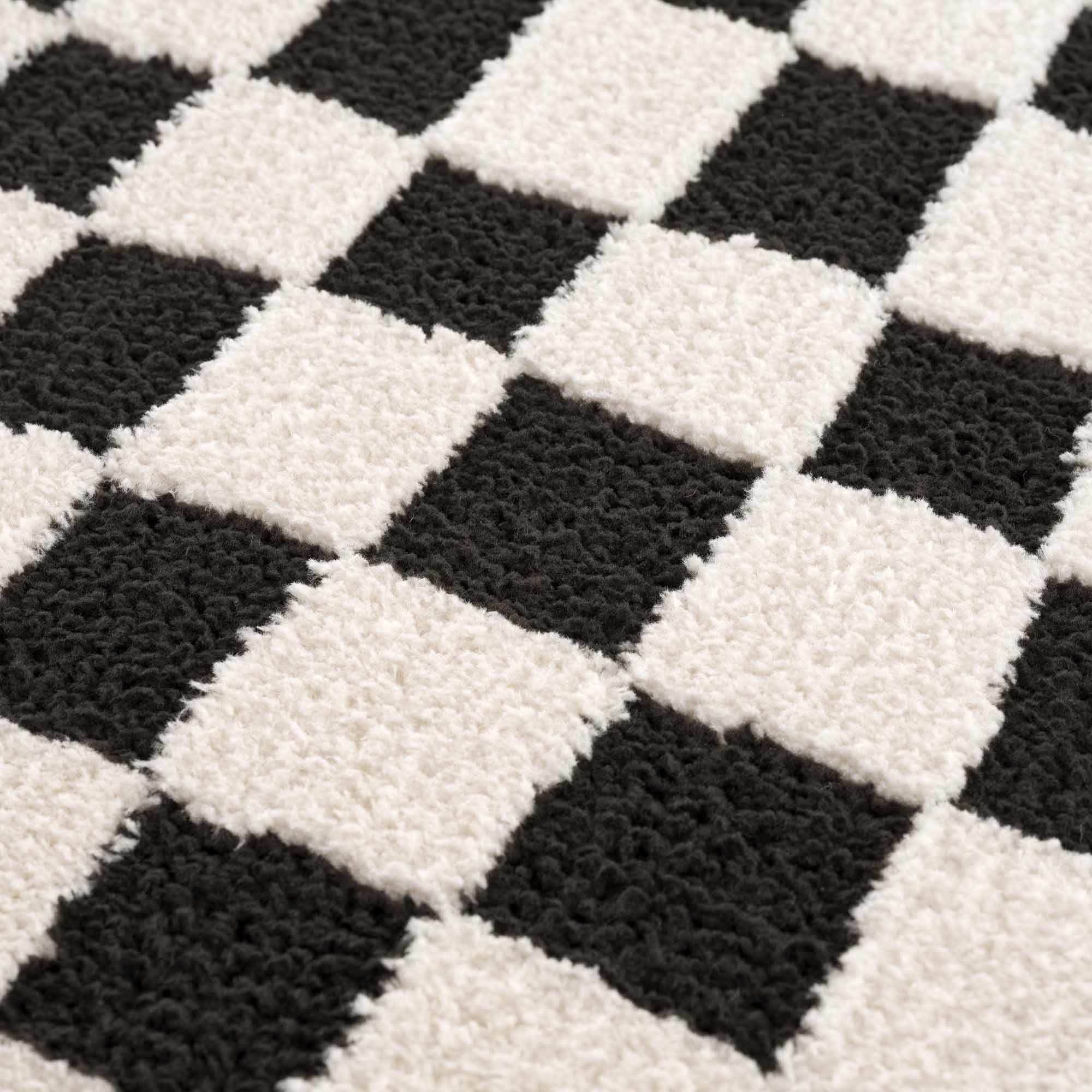 Hauteloom Lajos Black & White Checkered Luxury Area Rug