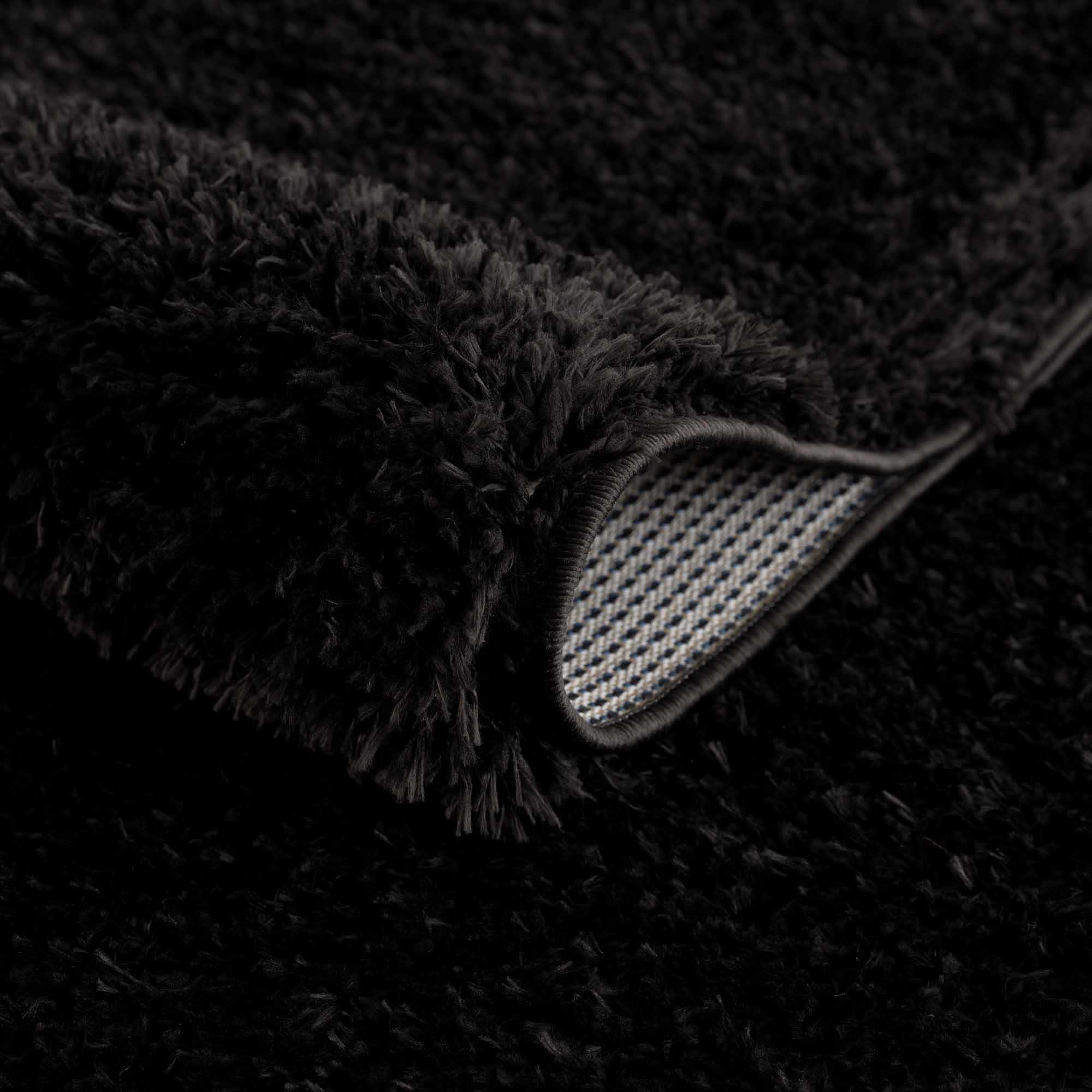Luxurious Hauteloom Faina Solid Black Shag Rug - Effortlessly Washable!