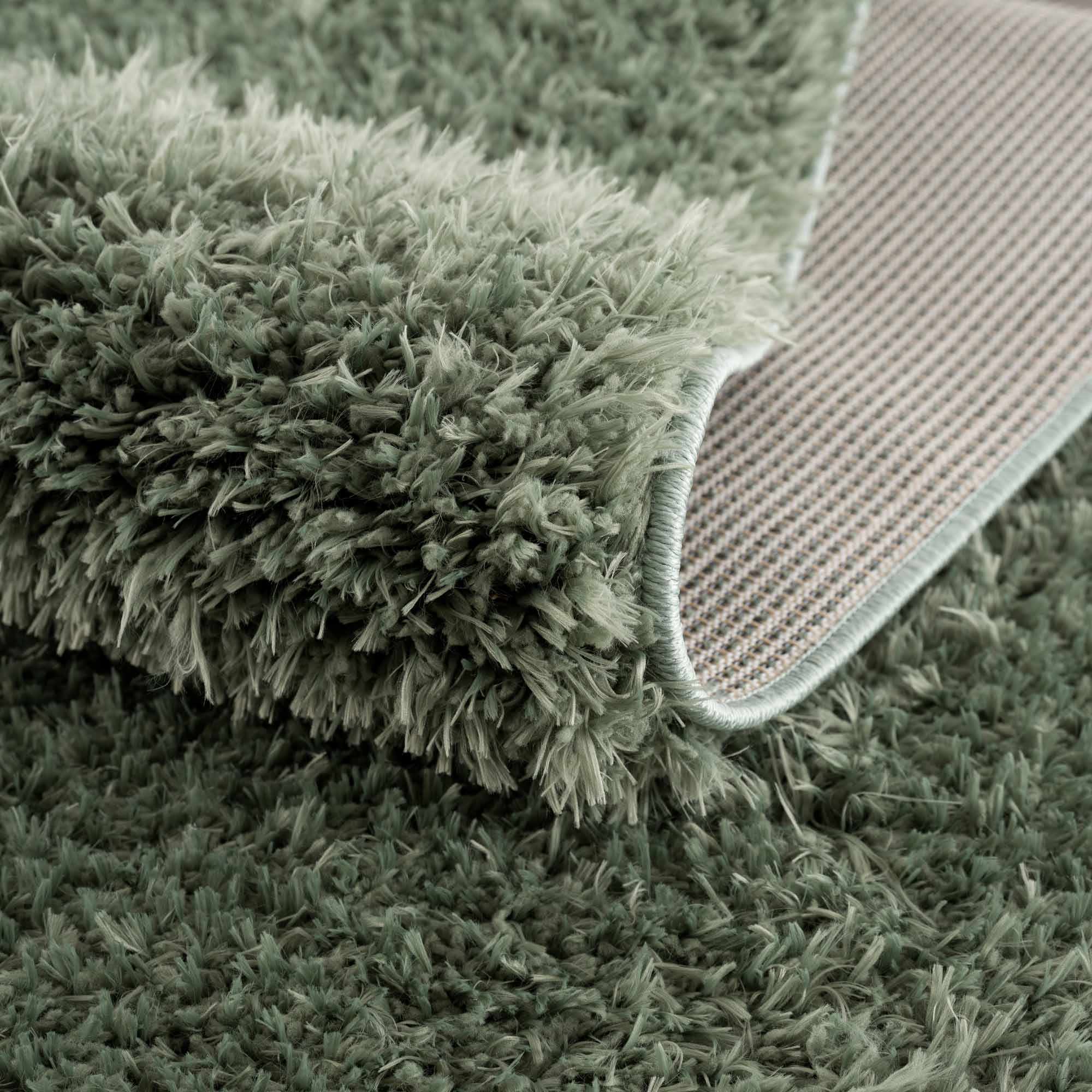Hauteloom Faina Solid Green Ultra-Soft Washable Shag Rug