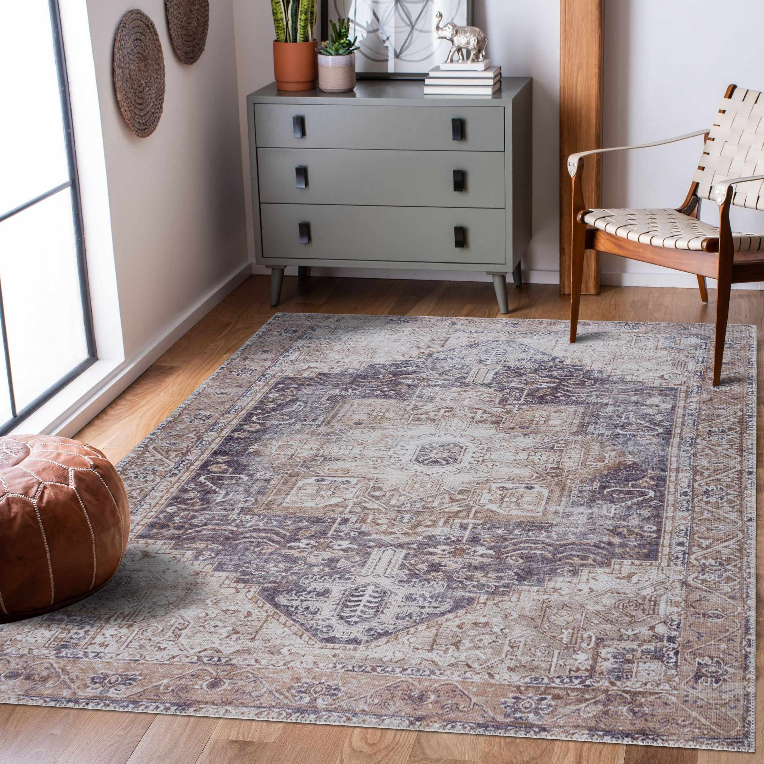 Hauteloom Beige Rosman Washable Rug - Elegance for Your Home