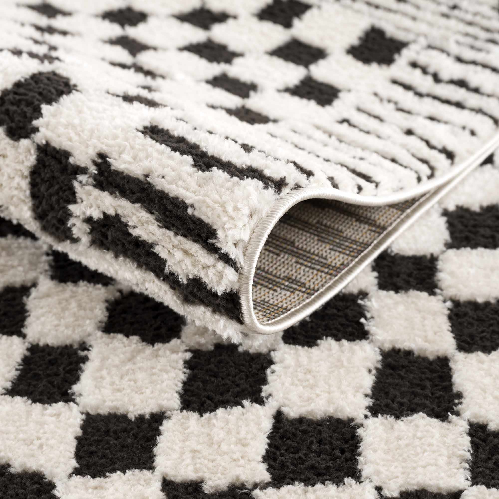 Hauteloom Leryn Black & White Checkered Luxury Area Rug