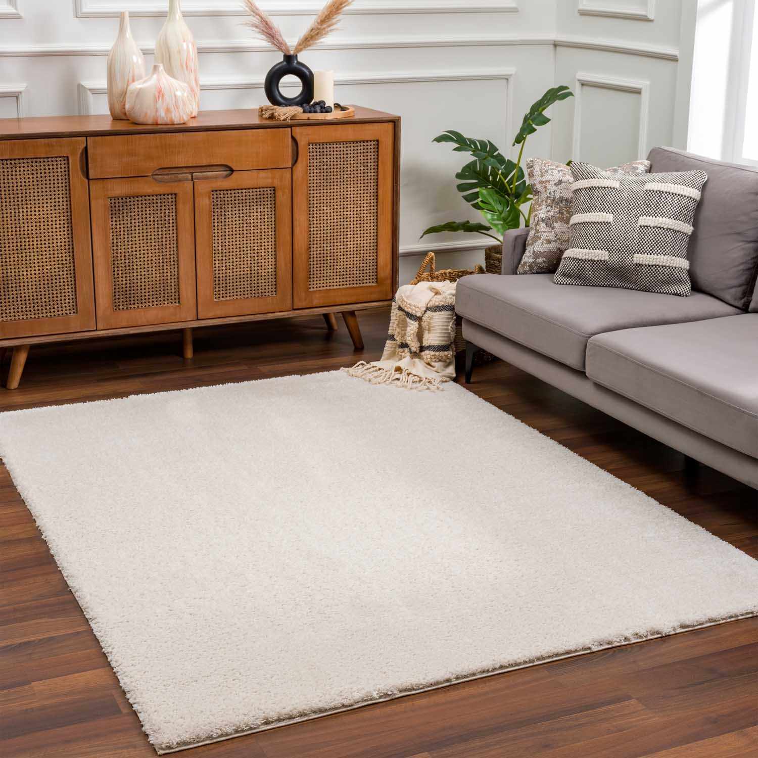 Indulge in Luxury: Hauteloom Heavenly Solid Beige Plush Rug
