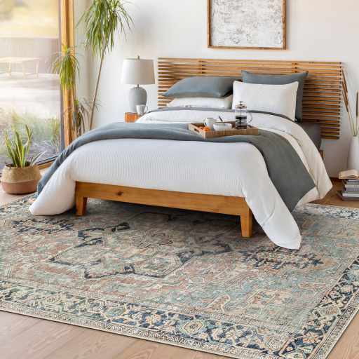 Hauteloom Green Nisa Vintage Washable Area Rug - A Timeless and Practical Addition to Your Space