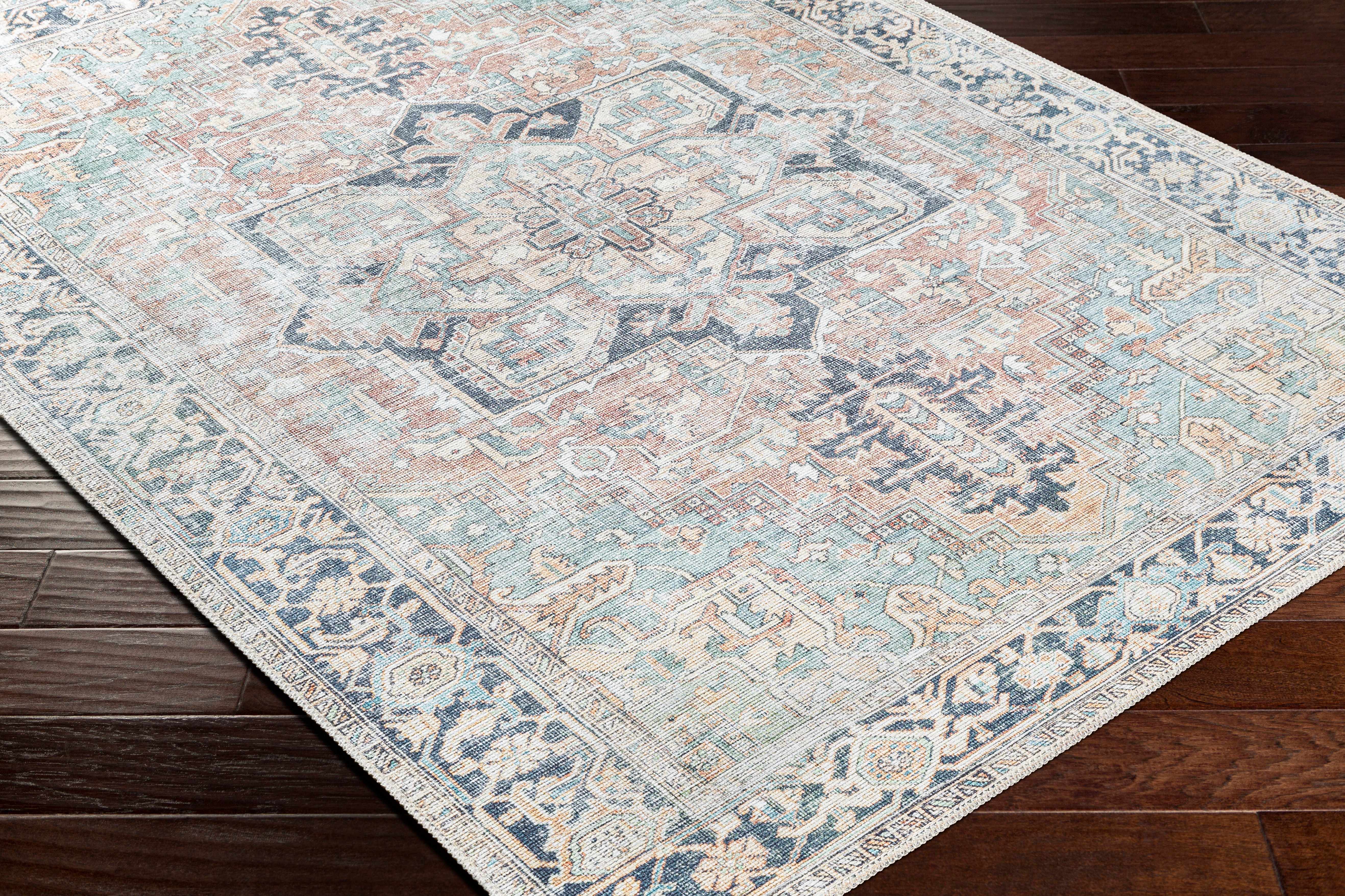 Hauteloom Green Nisa Vintage Washable Area Rug - A Timeless and Practical Addition to Your Space