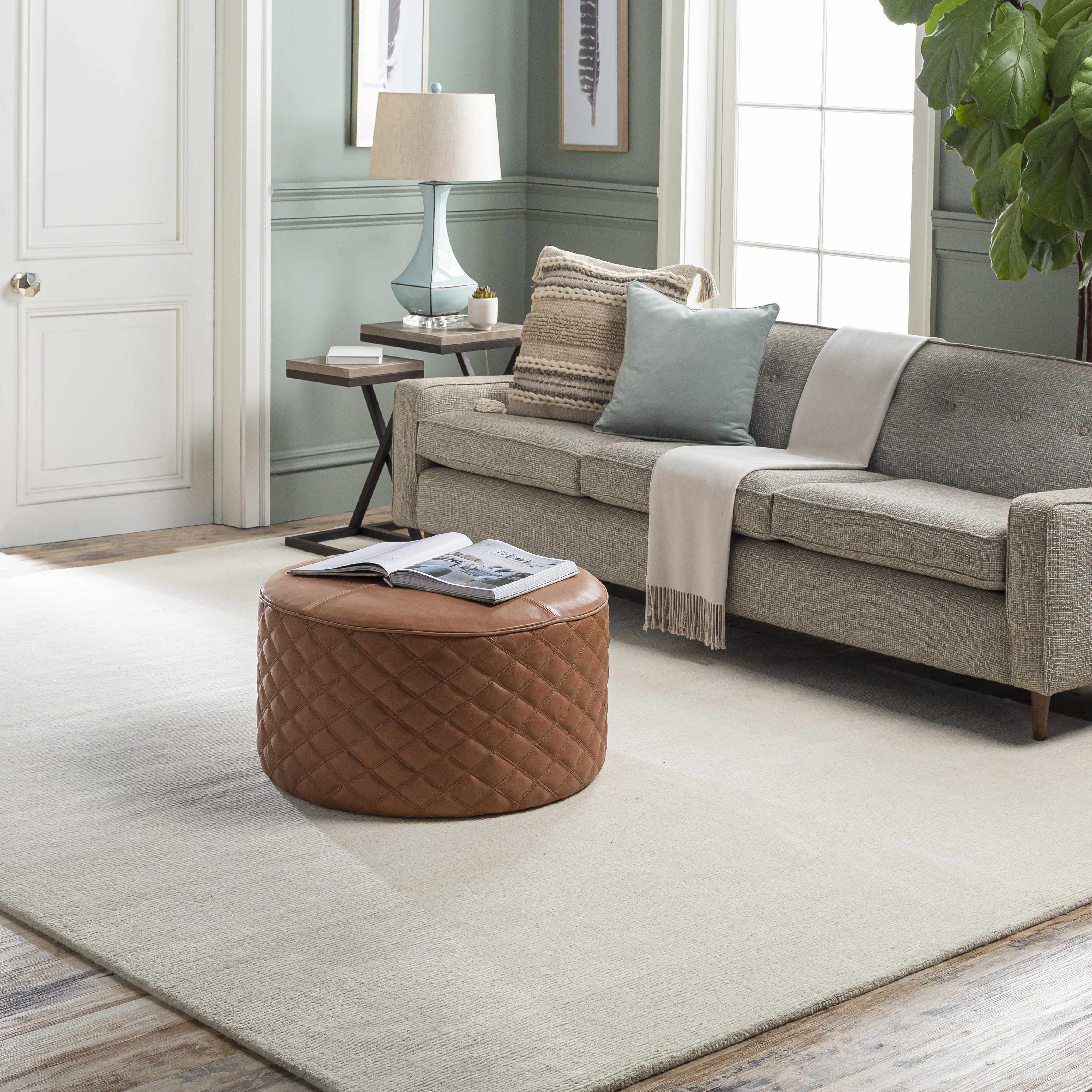 Luxurious Hauteloom Brockton Light Beige Wool Area Rug
