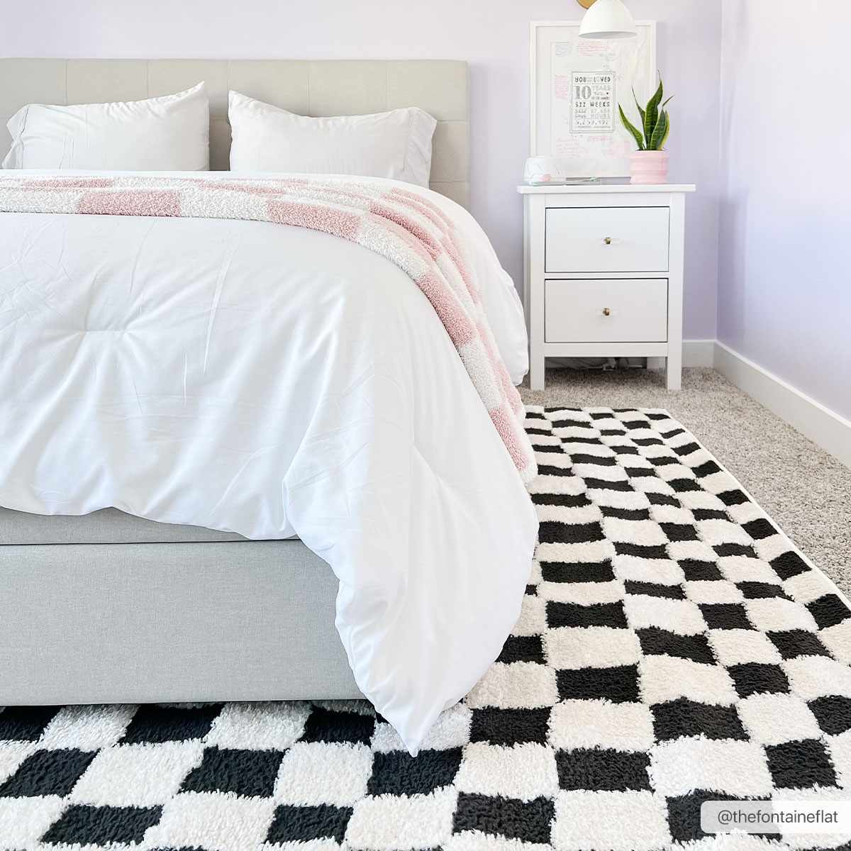 Hauteloom Lajos Black & White Checkered Luxury Area Rug