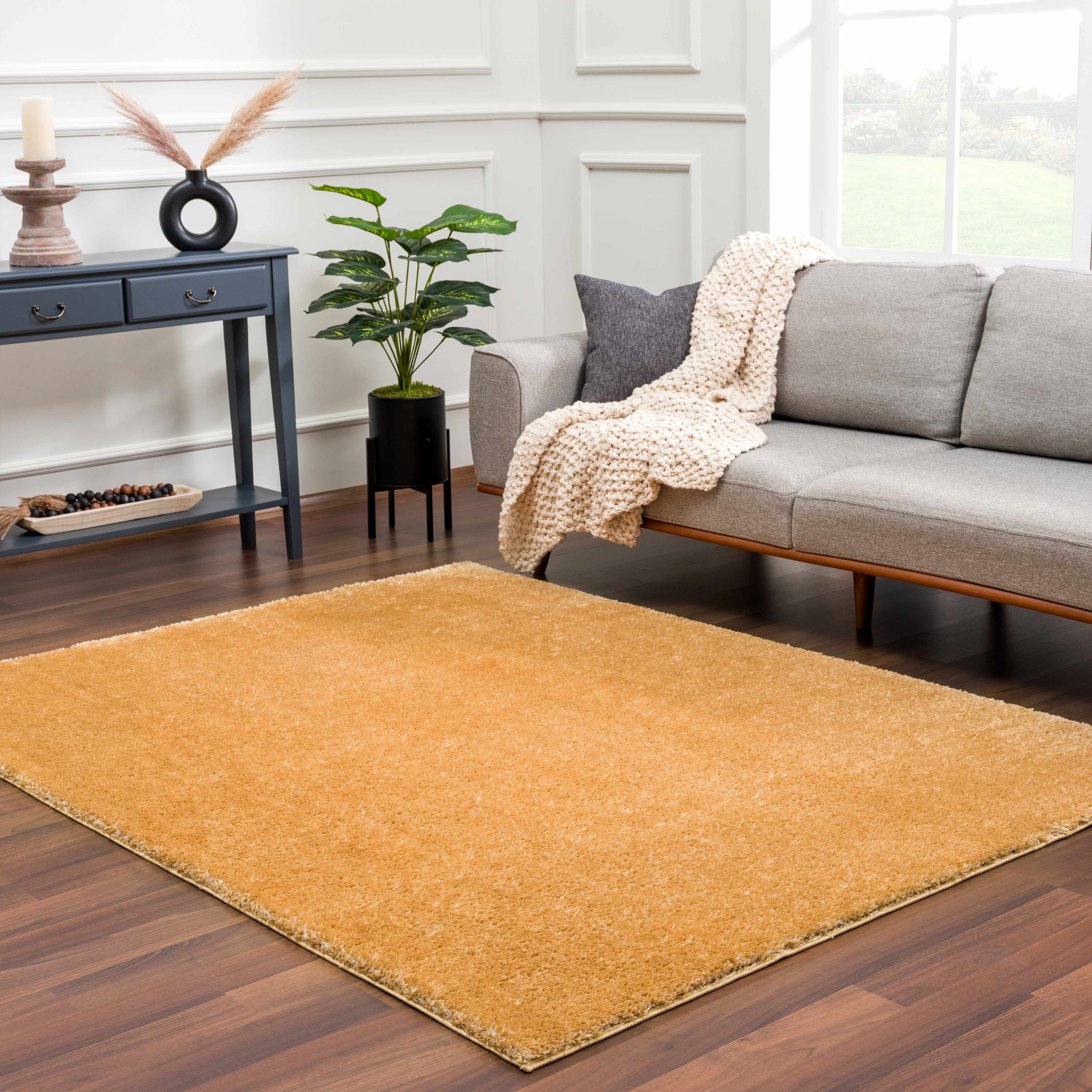Luxurious Hauteloom Heavenly Mustard Plush Rug - Add a Touch of Elegance to Your Space
