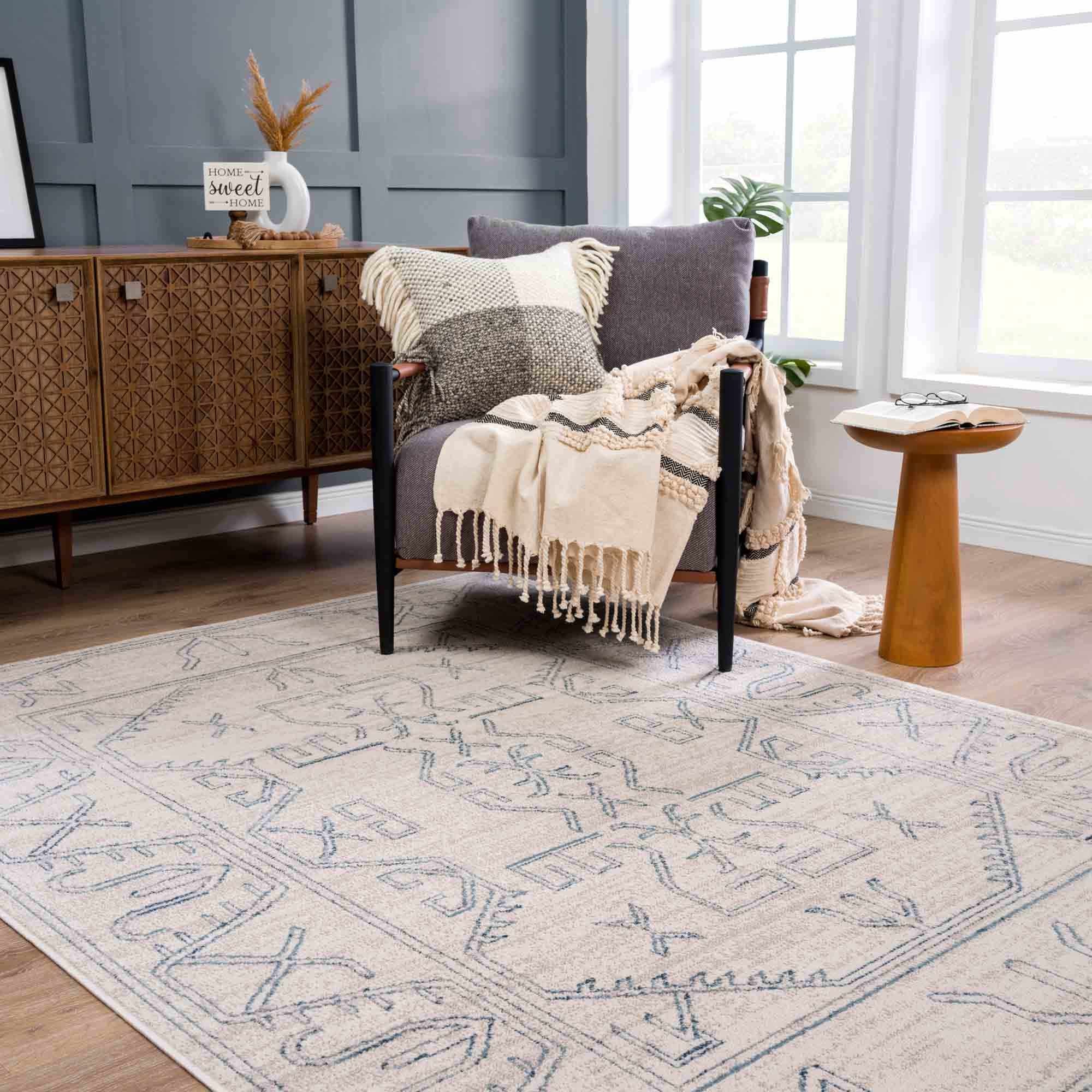 Indulge in Style with Hauteloom Divya Cream & Silver Blue Area Rug