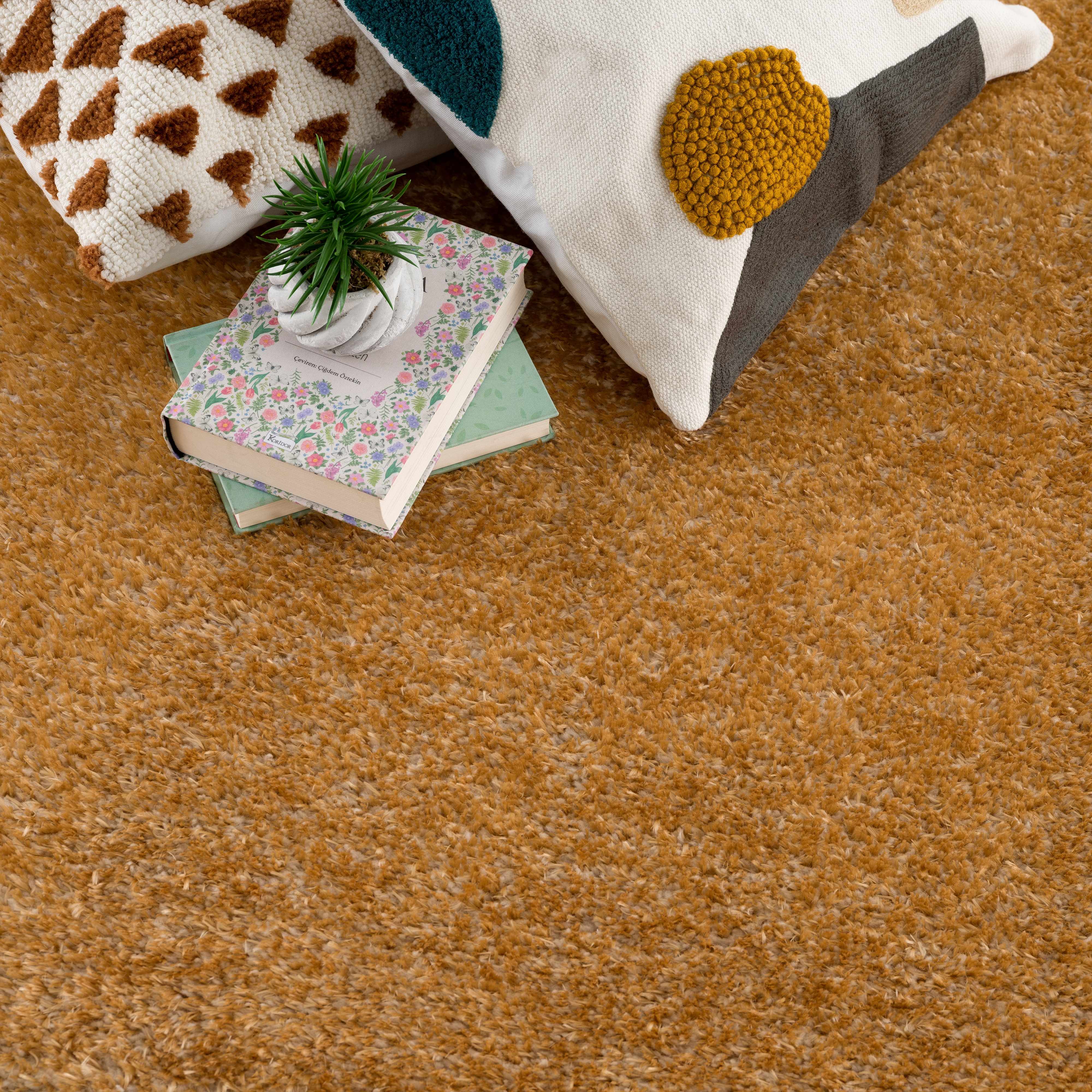 Luxurious Hauteloom Heavenly Mustard Plush Rug - Add a Touch of Elegance to Your Space