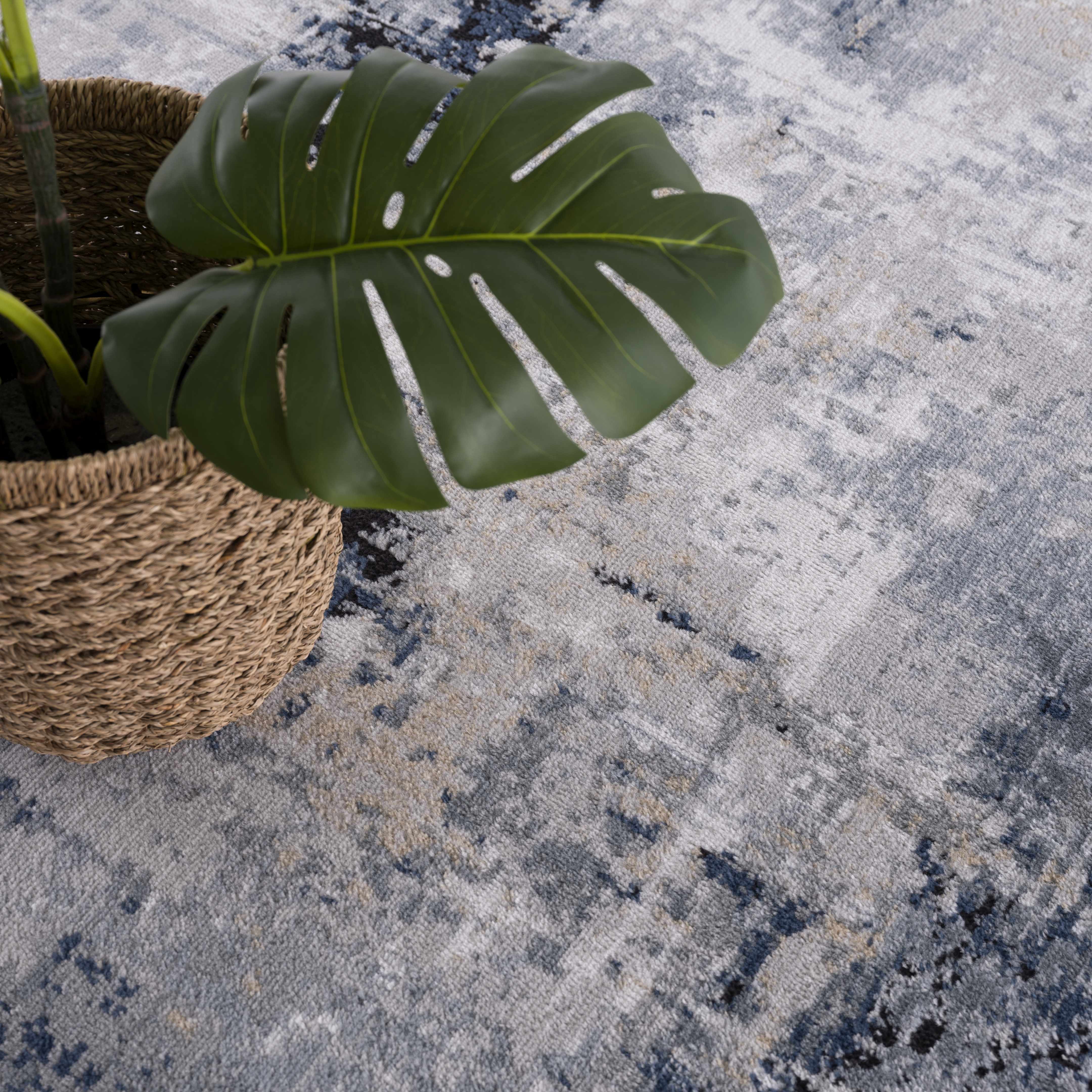 Exquisite Hauteloom Campsall Gray&Blue Abstract Area Rug