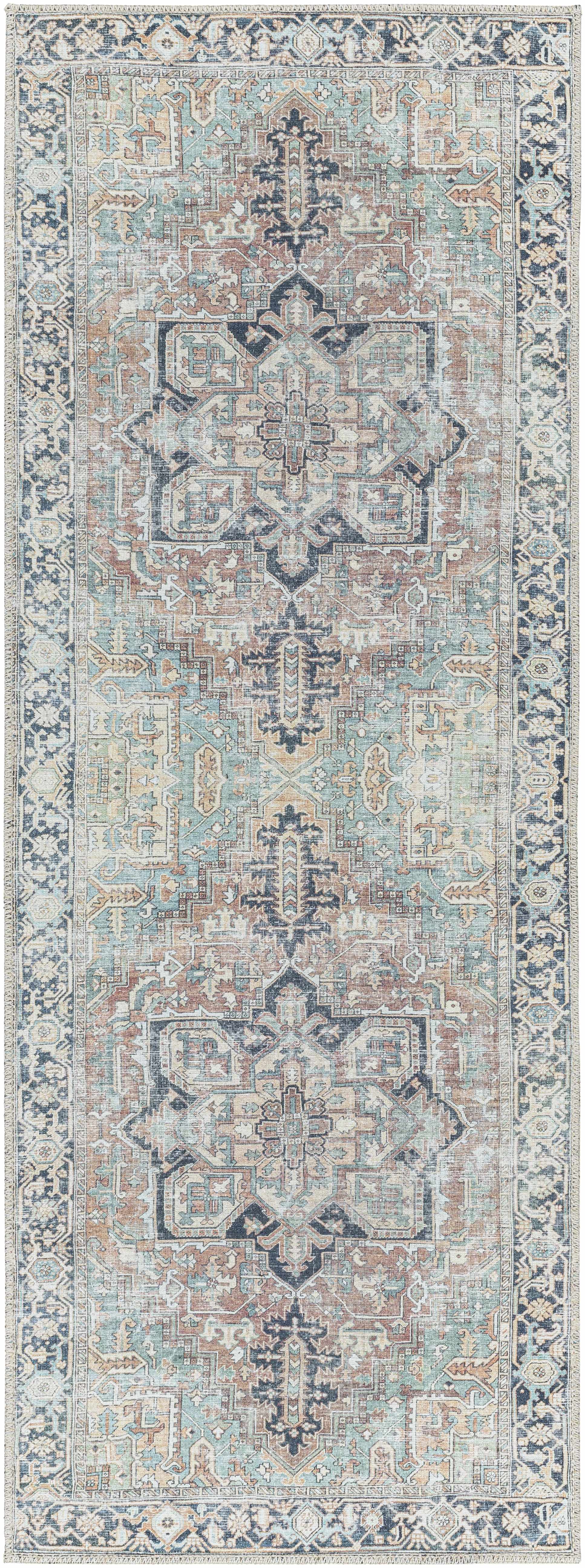 Hauteloom Green Nisa Vintage Washable Area Rug - A Timeless and Practical Addition to Your Space