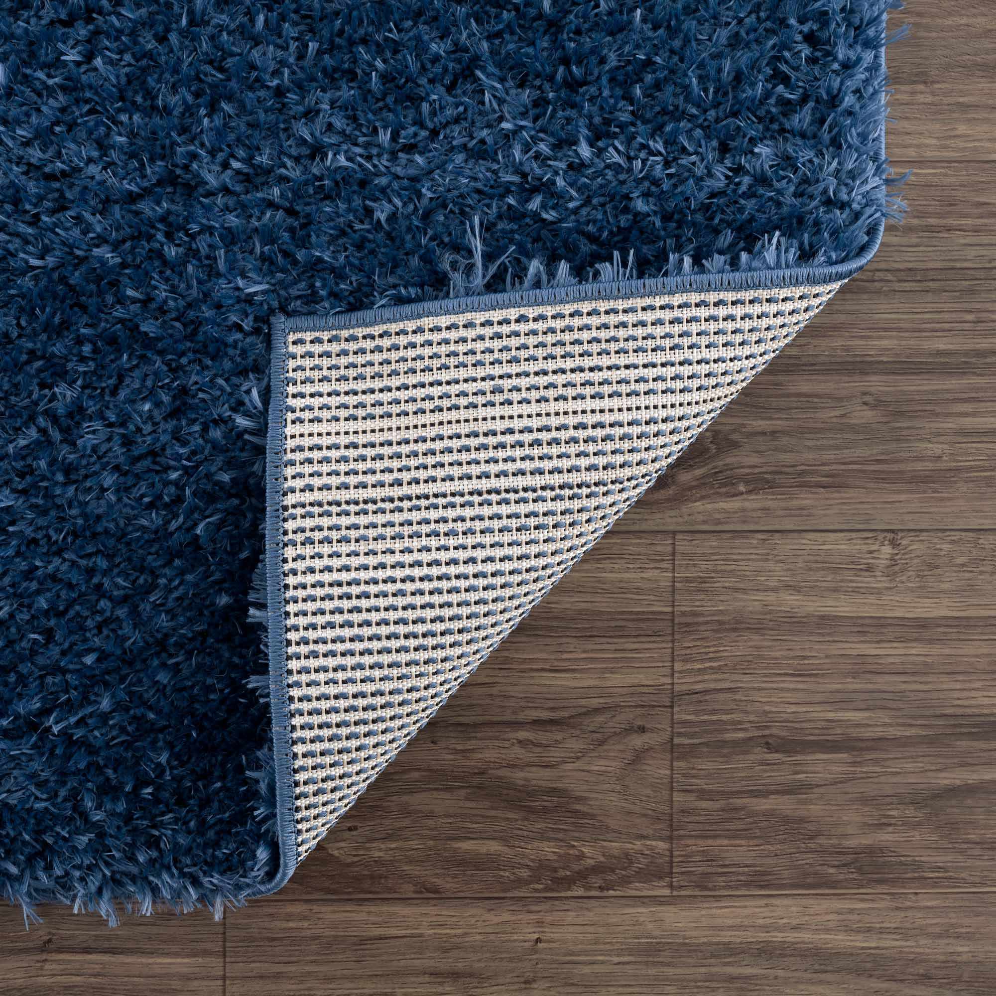 Luxurious Hauteloom Faina Dark Blue Shag Rug - Effortlessly Washable