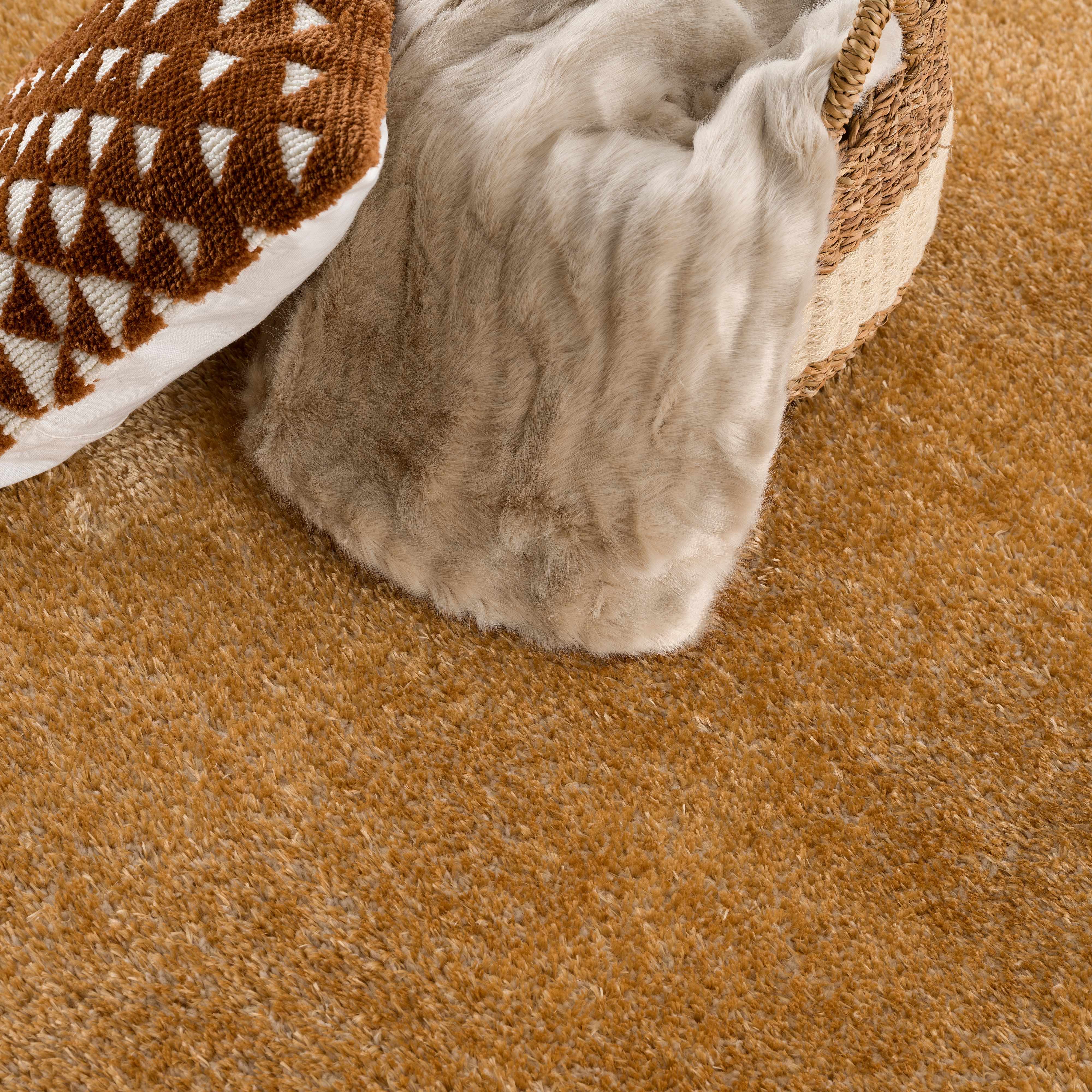 Luxurious Hauteloom Heavenly Mustard Plush Rug - Add a Touch of Elegance to Your Space