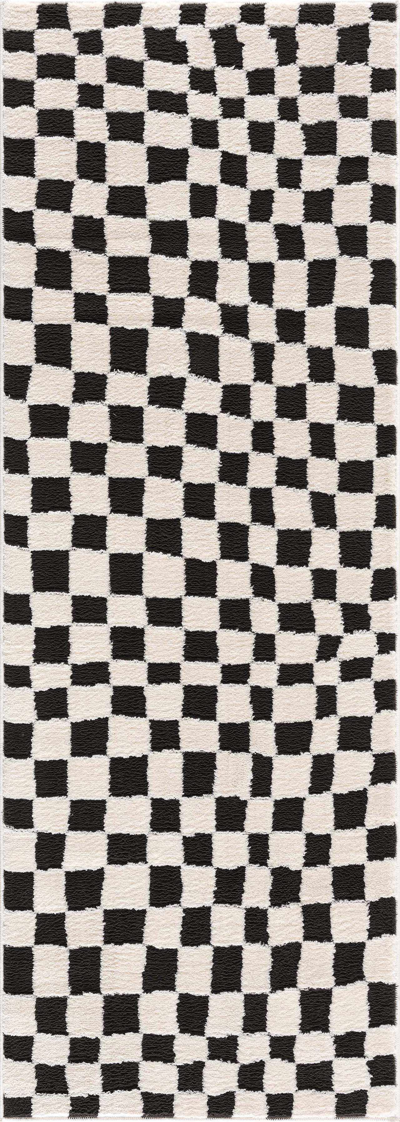 Hauteloom Lajos Black & White Checkered Luxury Area Rug