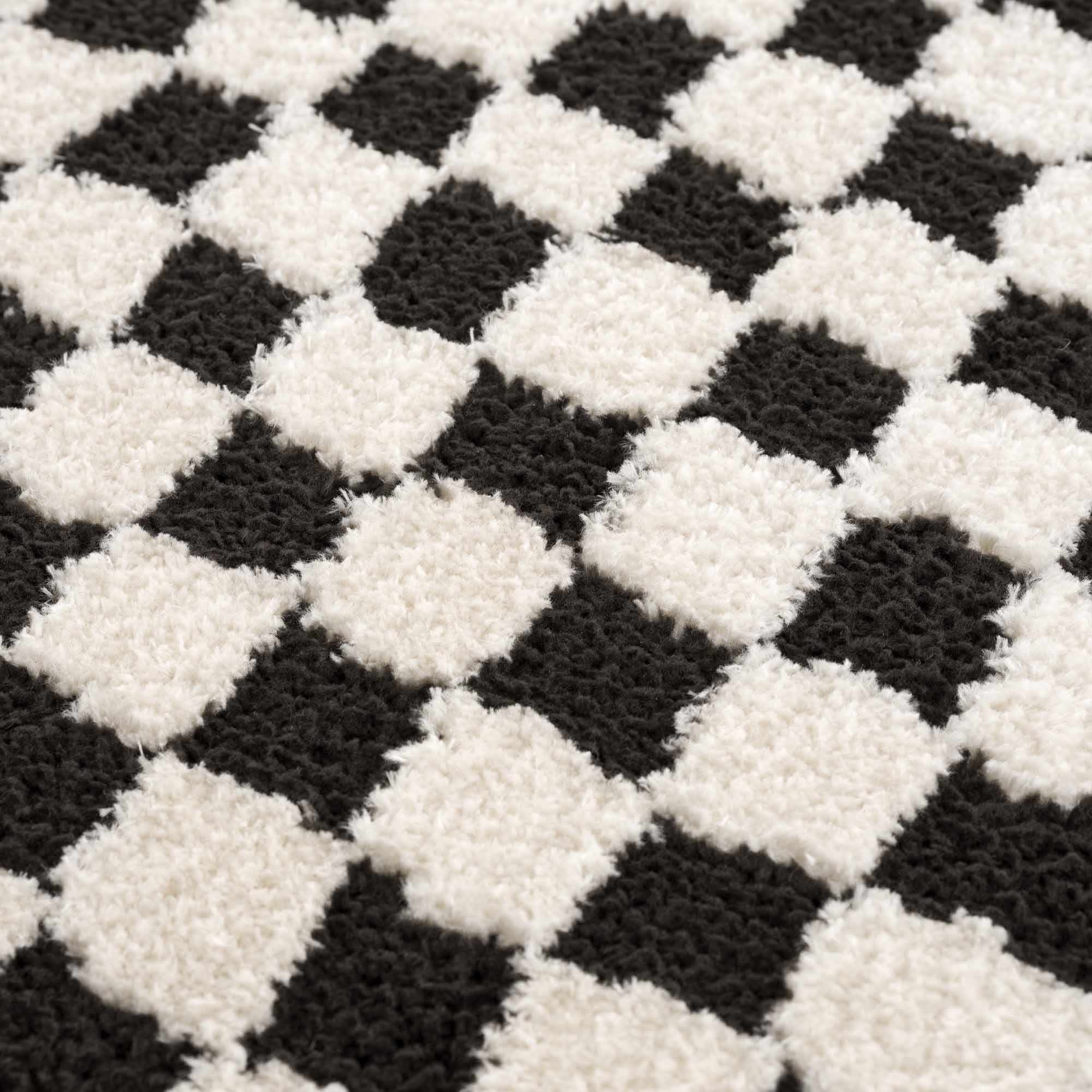 Hauteloom Leryn Black & White Checkered Luxury Area Rug