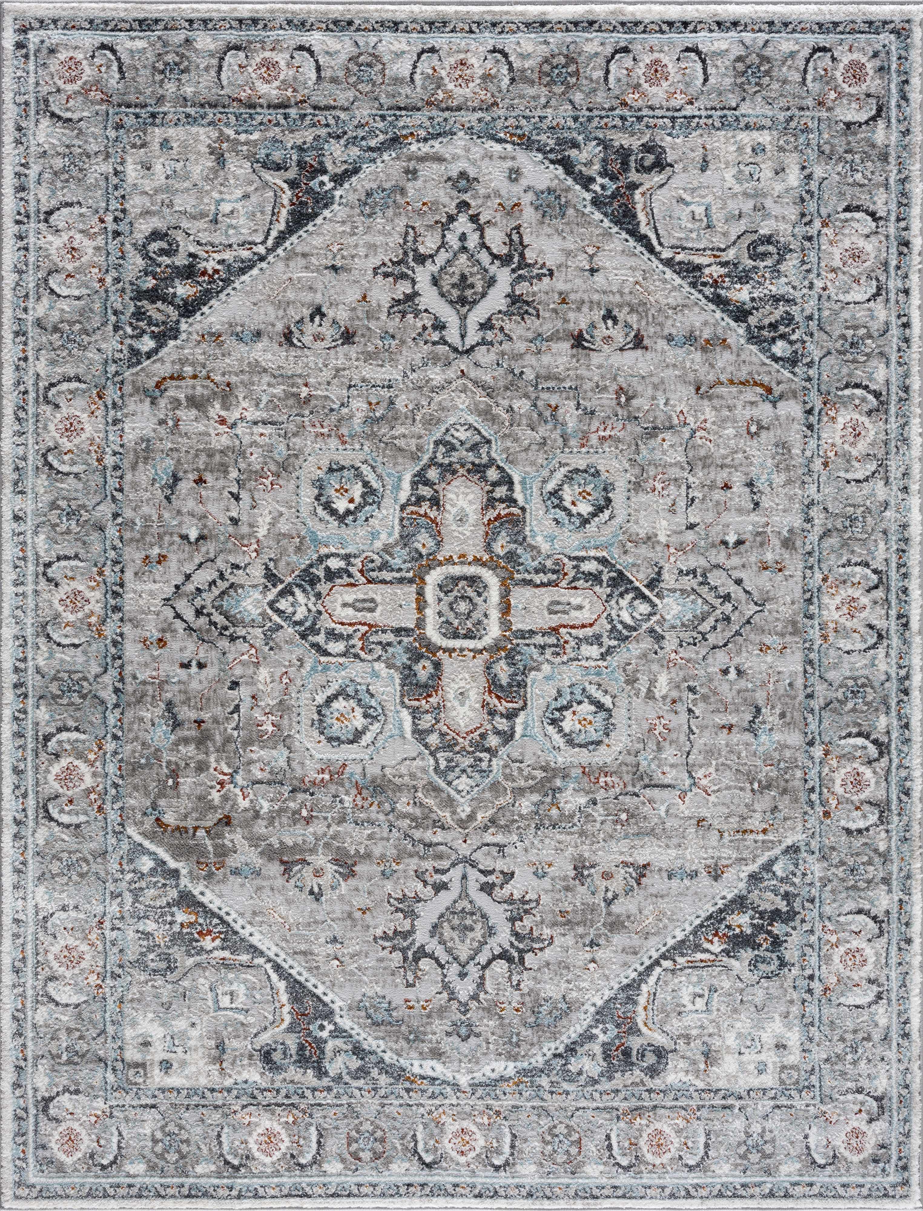 Hauteloom Liverpool Gray & Blue Elegant Area Rug