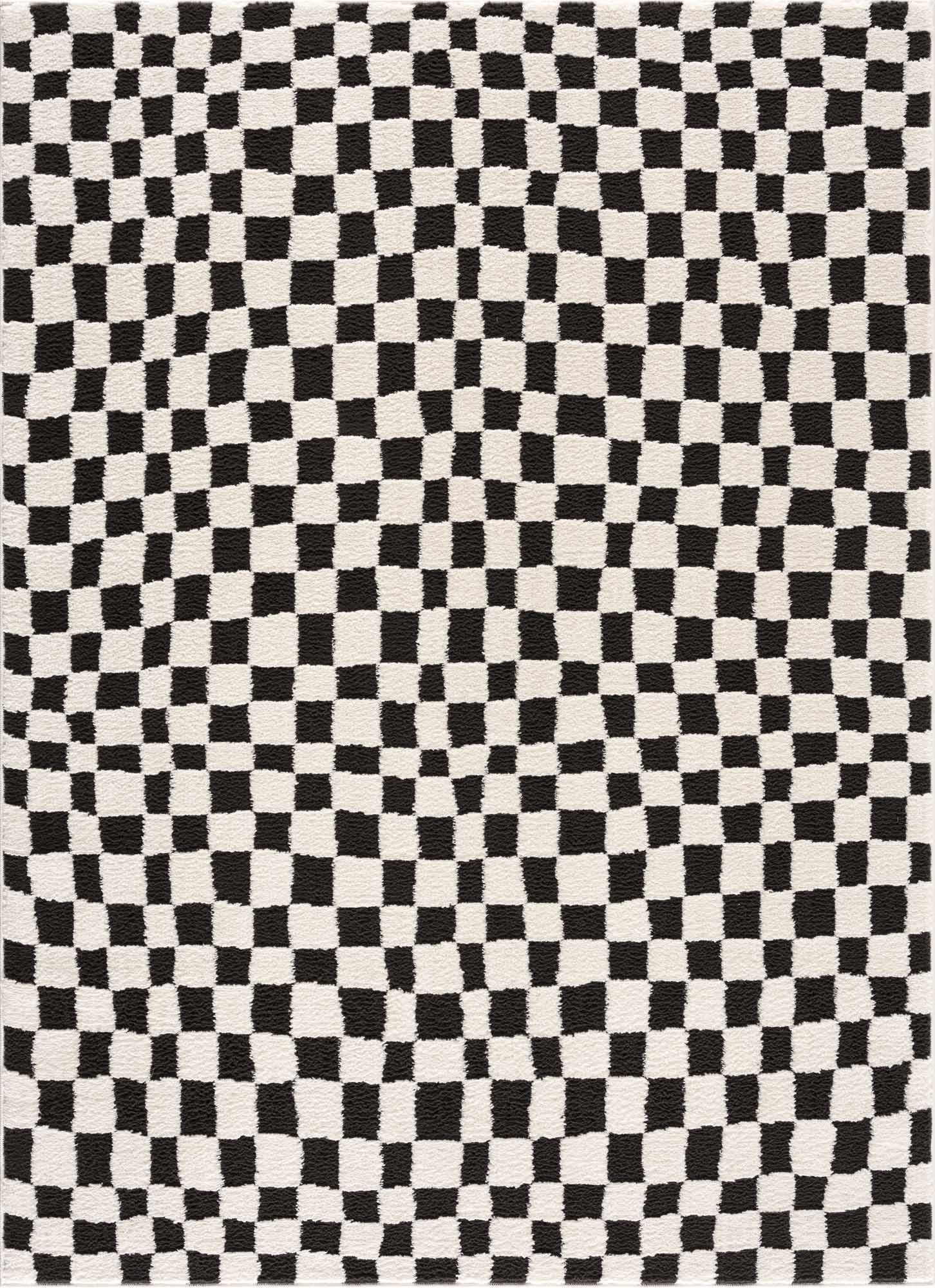 Hauteloom Lajos Black & White Checkered Luxury Area Rug