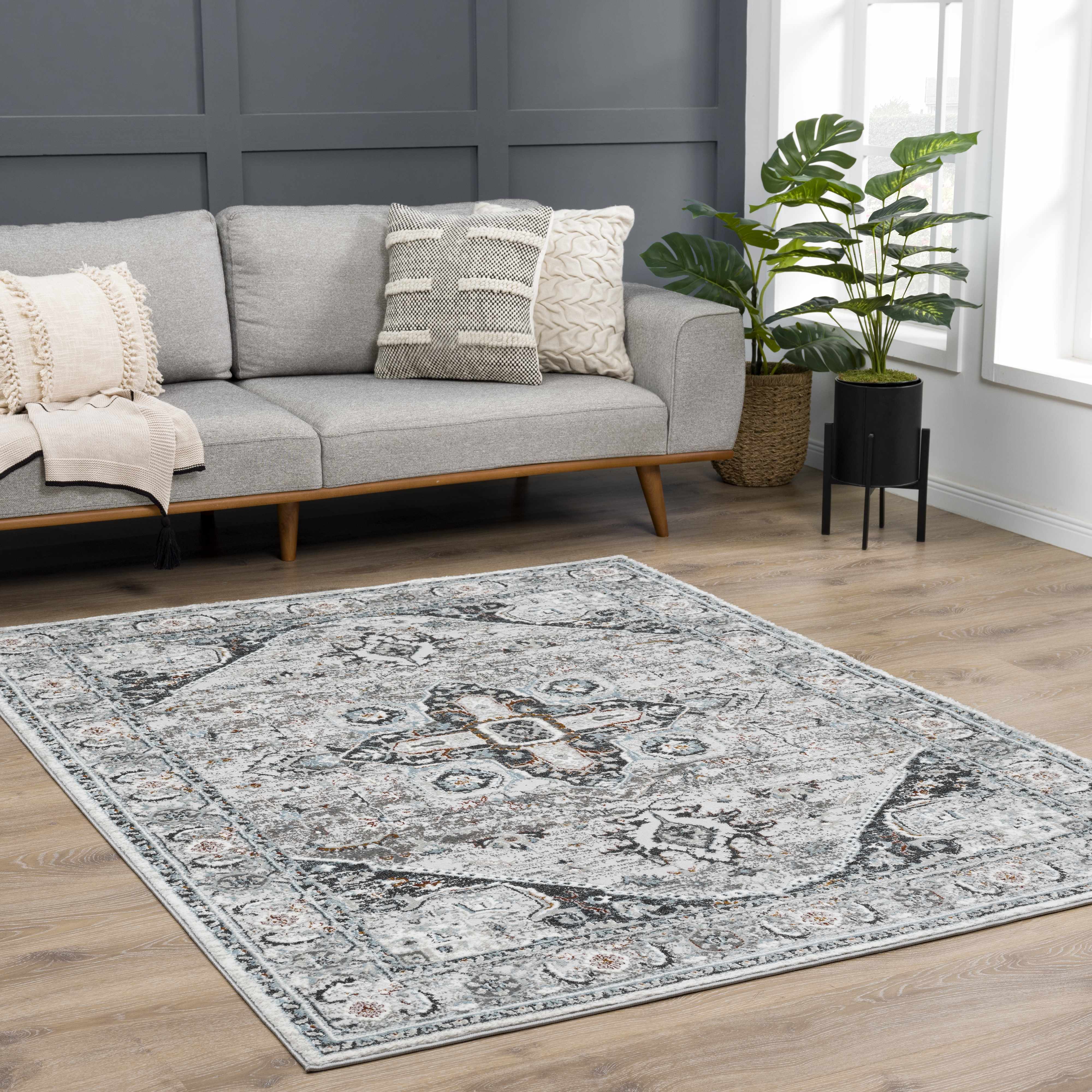 Hauteloom Liverpool Gray & Blue Elegant Area Rug