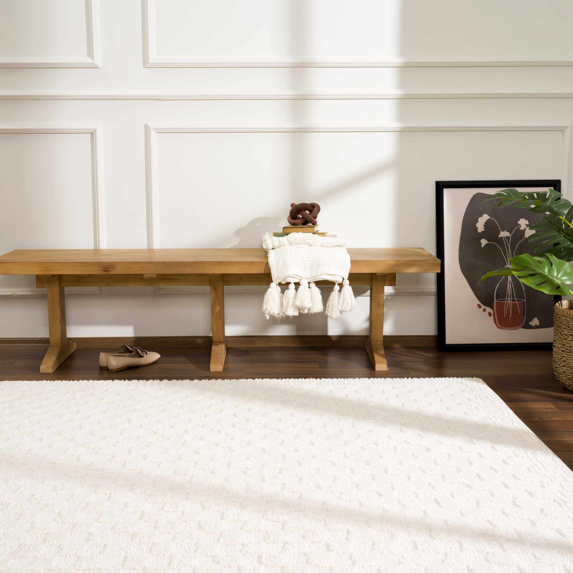 Luxurious Hauteloom Leryn Ivory Checkered Area Rug - Transform Your Space