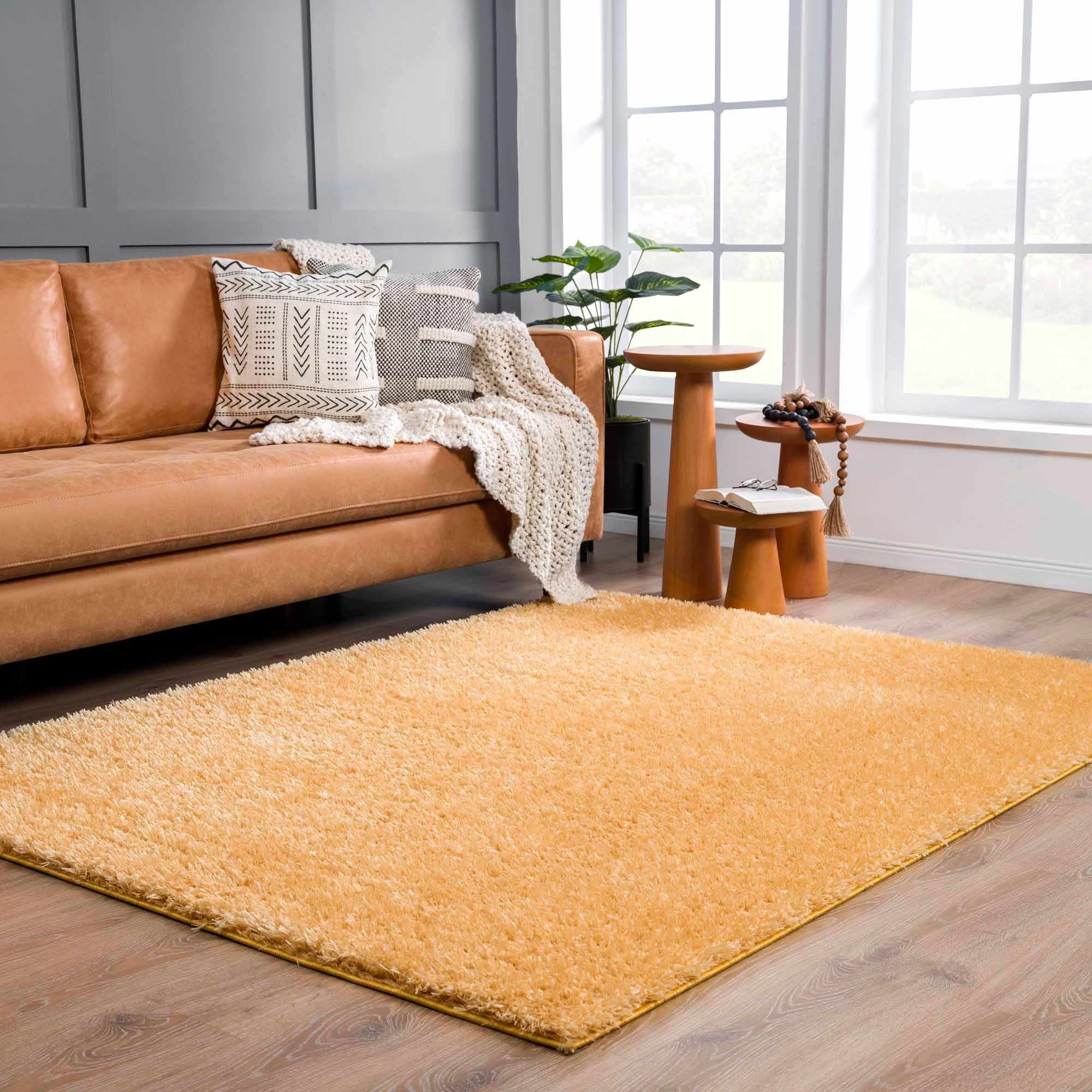 Gorgeous Gold Shag Rug - Washable Luxury from Hauteloom's Faina Collection