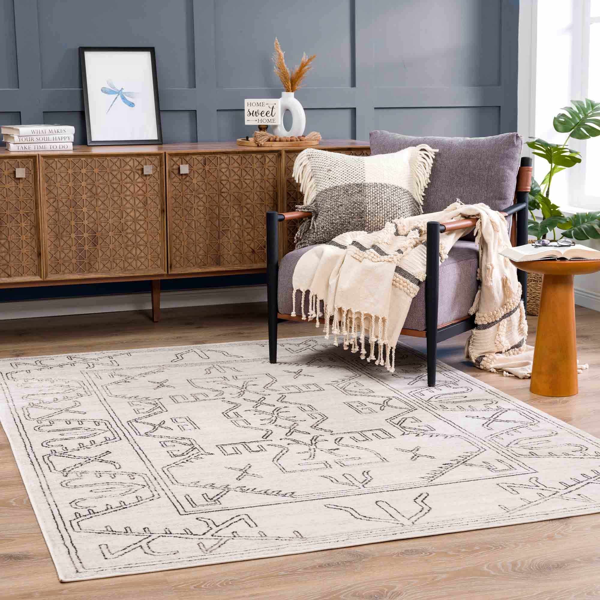 Hauteloom Divya Cream Tribal Rug - A Stunning Performance Piece