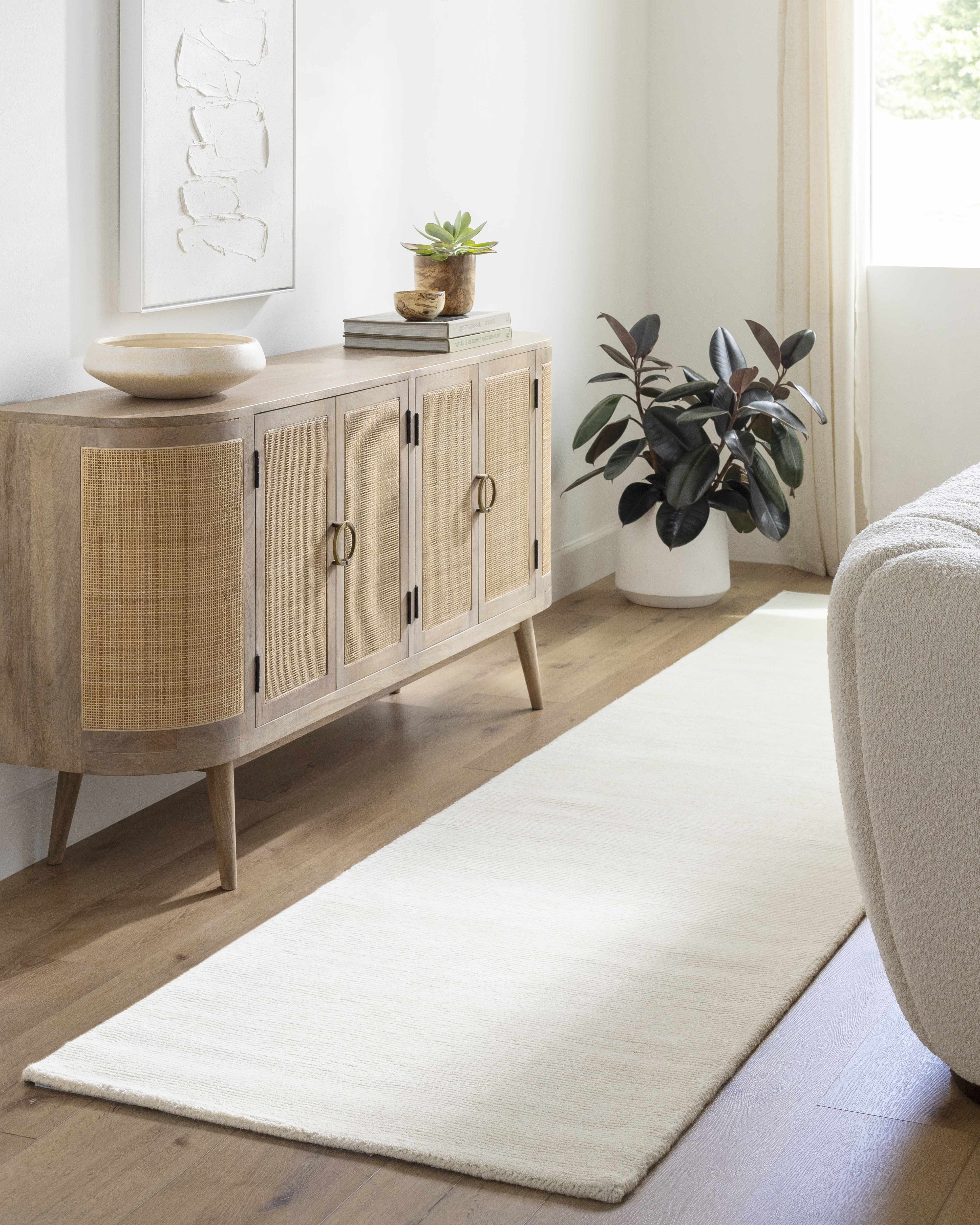 Luxurious Hauteloom Brockton Light Beige Wool Area Rug