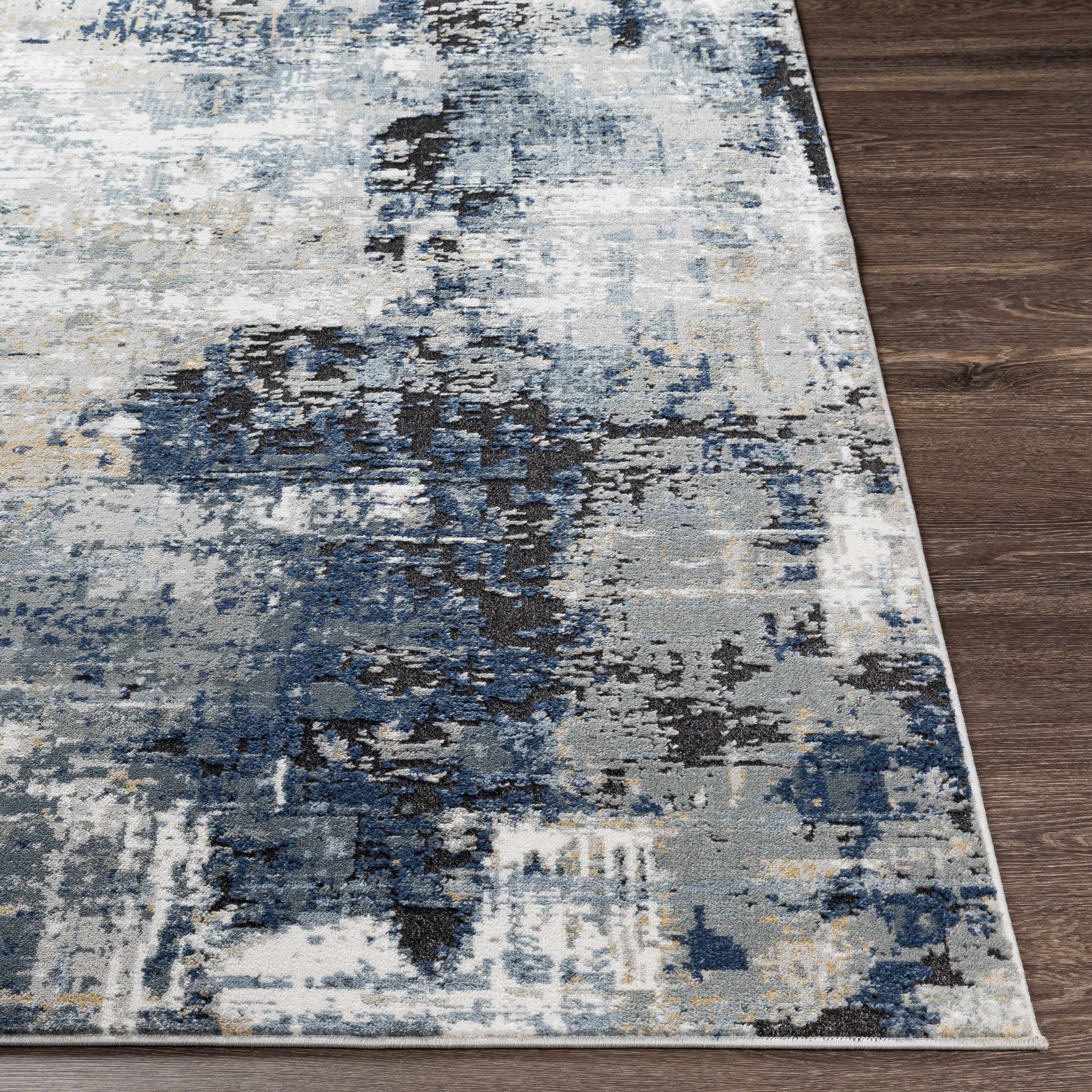 Exquisite Hauteloom Campsall Gray&Blue Abstract Area Rug