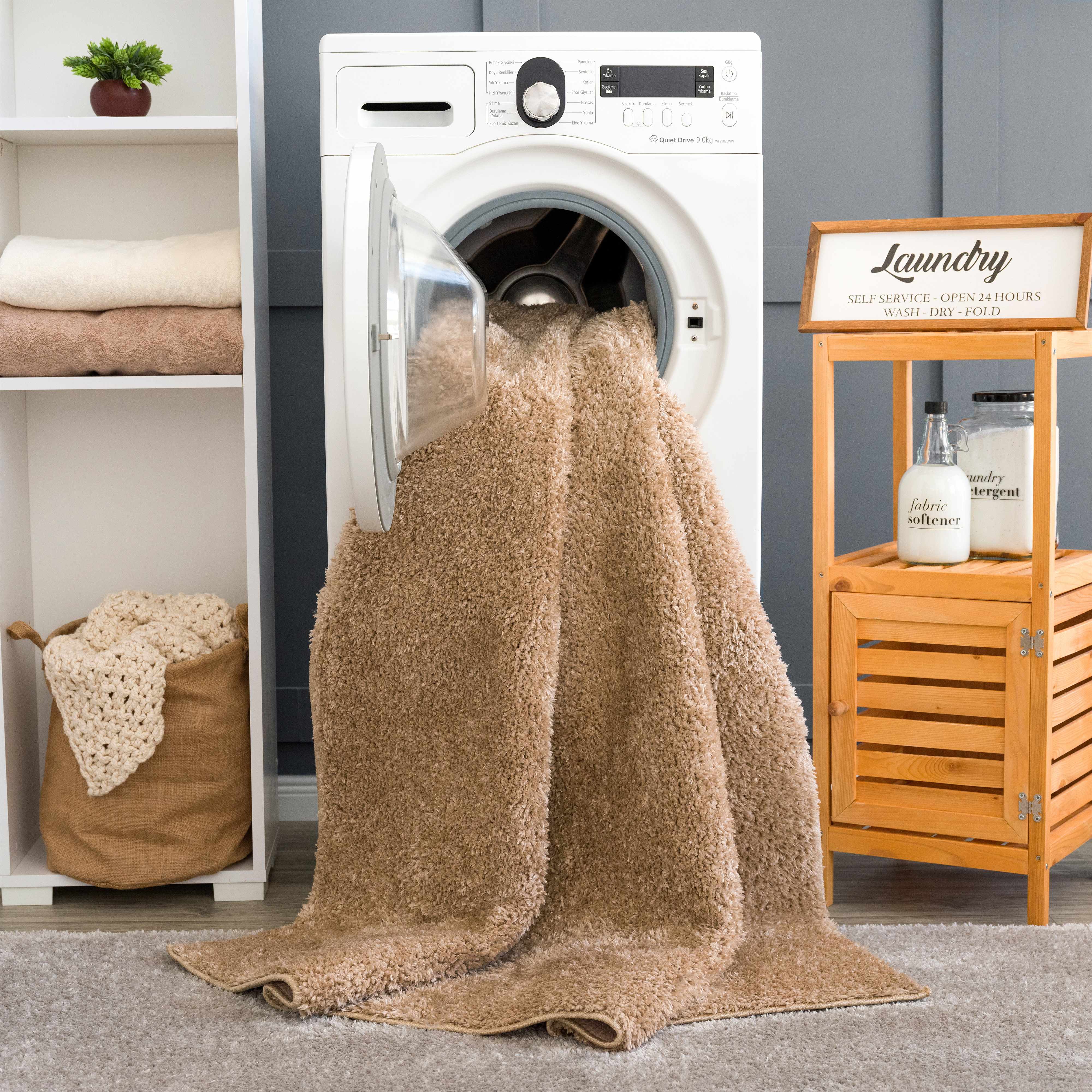 Luxurious Judy Brown Washable Area Rug for a Cozy Home