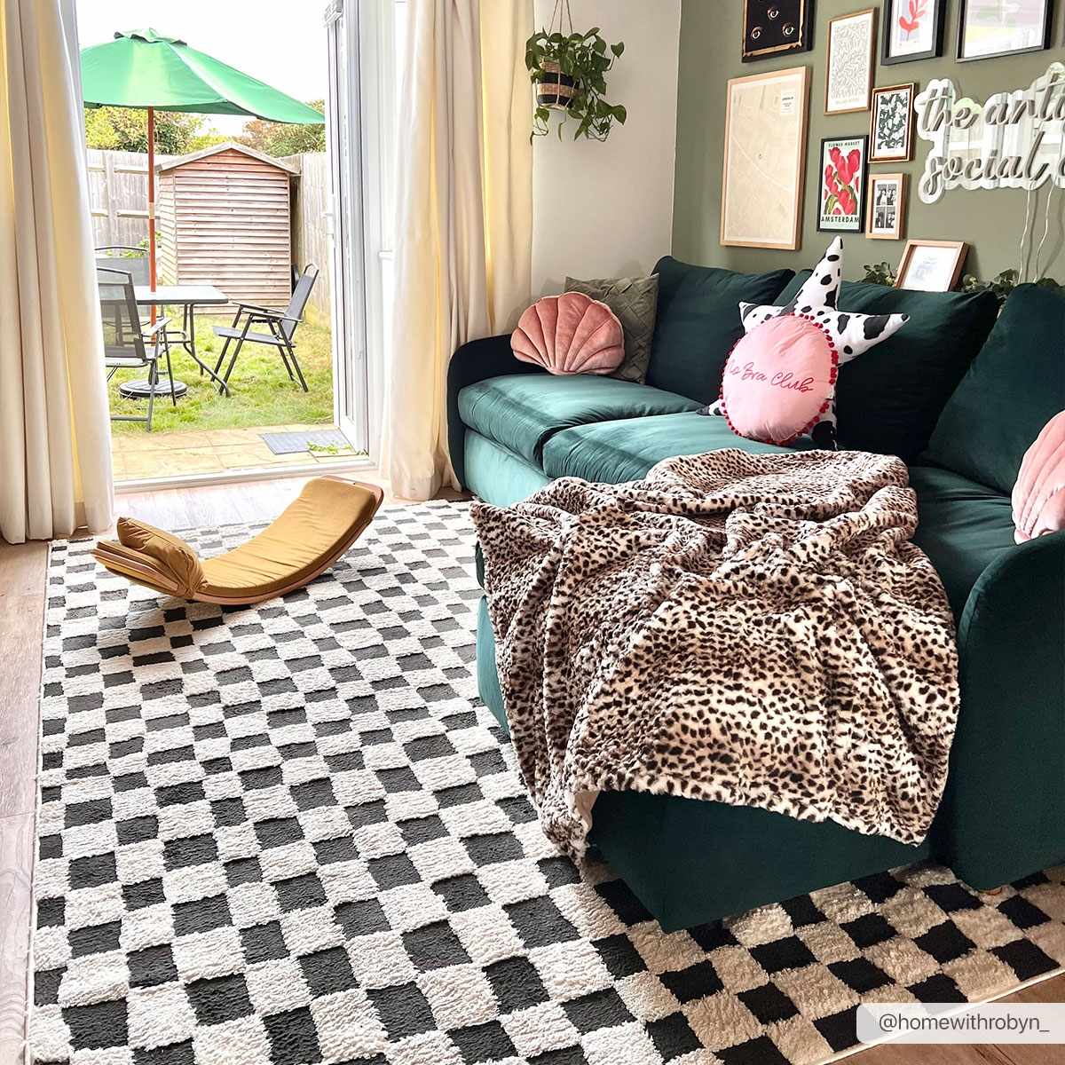 Hauteloom Lajos Black & White Checkered Luxury Area Rug