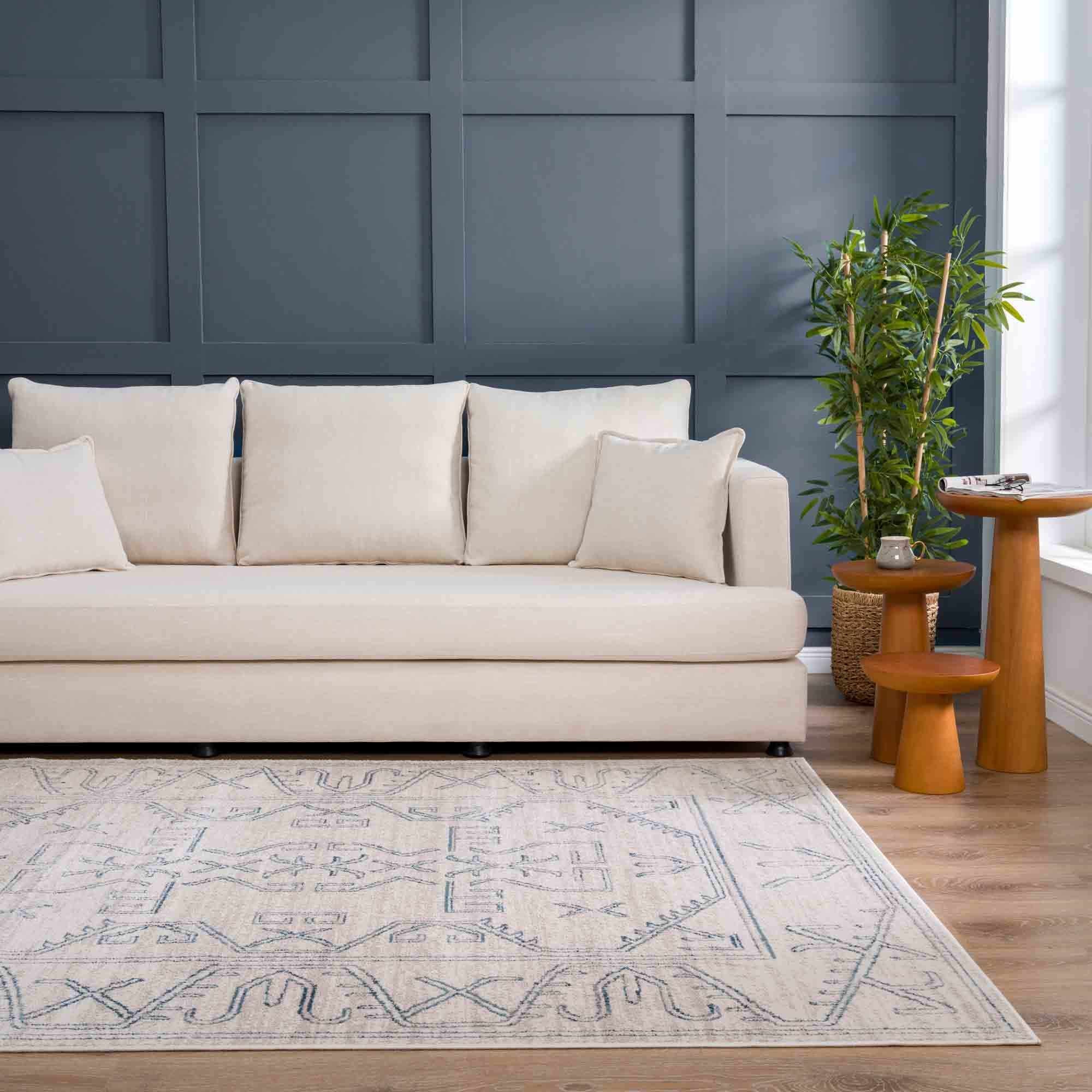 Indulge in Style with Hauteloom Divya Cream & Silver Blue Area Rug