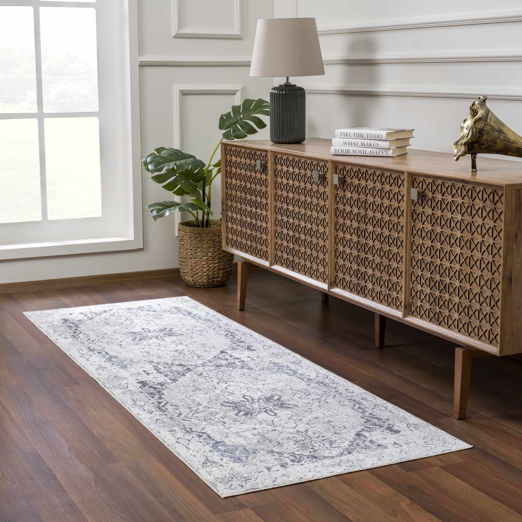 Luxurious Ivory Hera Washable Area Rug - Transform Your Space