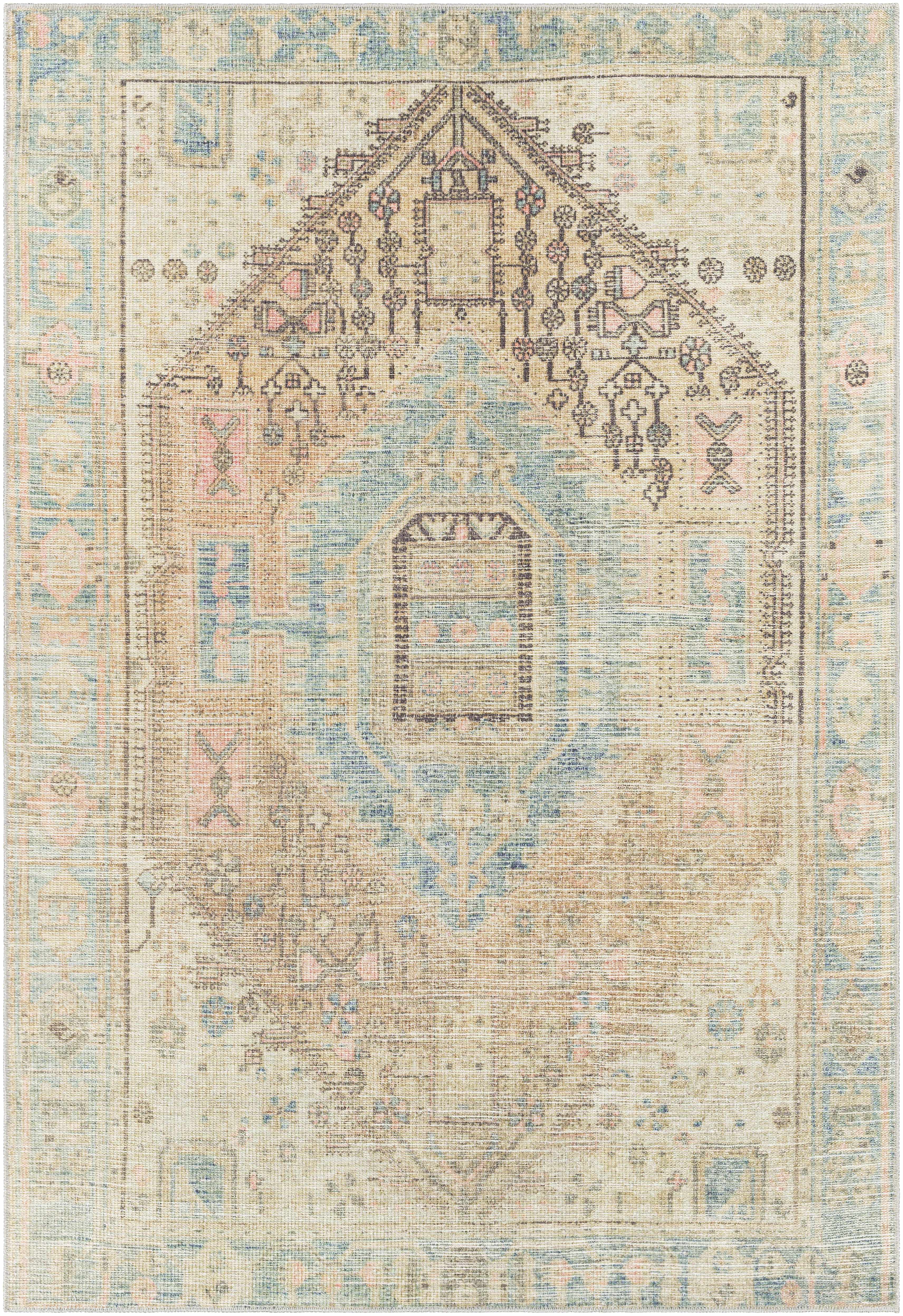Hauteloom Baloy Vintage Area Rug - Light Olive: Add a Touch of Boho Elegance to Your Space